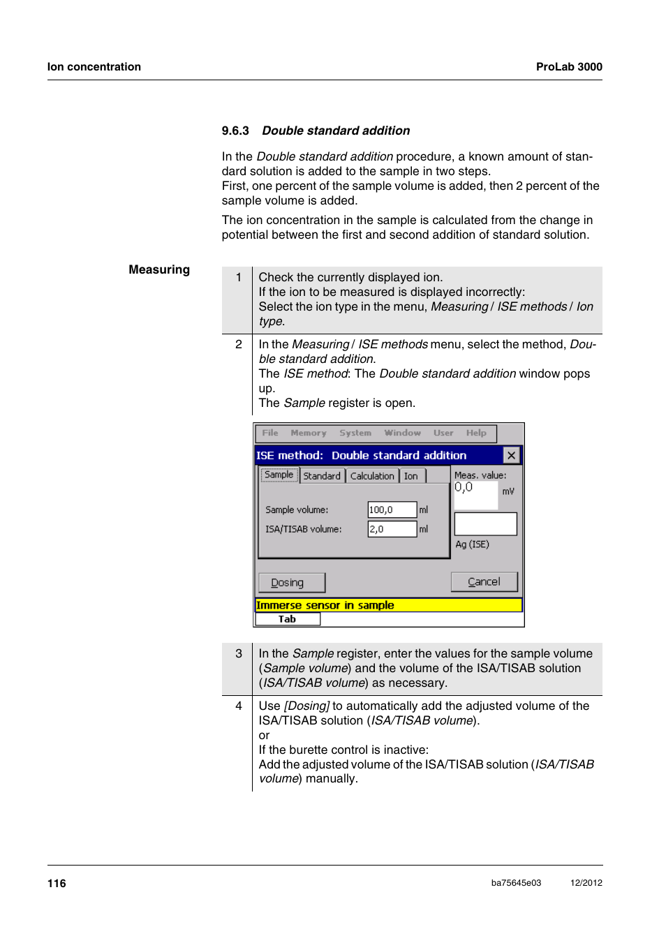 3 double standard addition | Xylem ProLab 3000 User Manual | Page 116 / 202