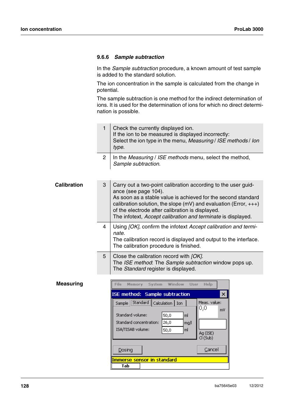 6 sample subtraction | Xylem ProLab 3000 User Manual | Page 128 / 202