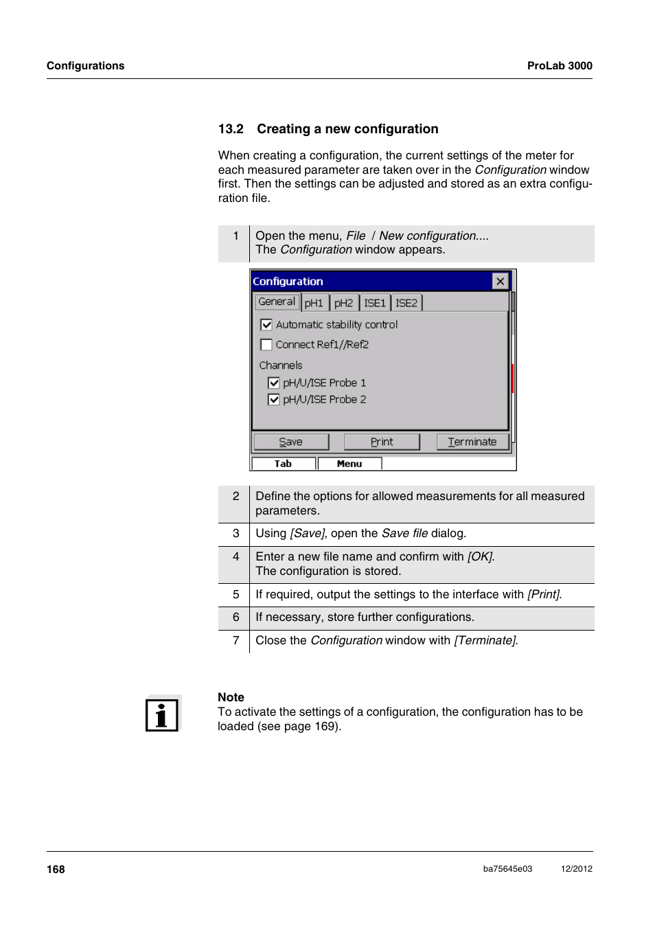 2 creating a new configuration | Xylem ProLab 3000 User Manual | Page 168 / 202