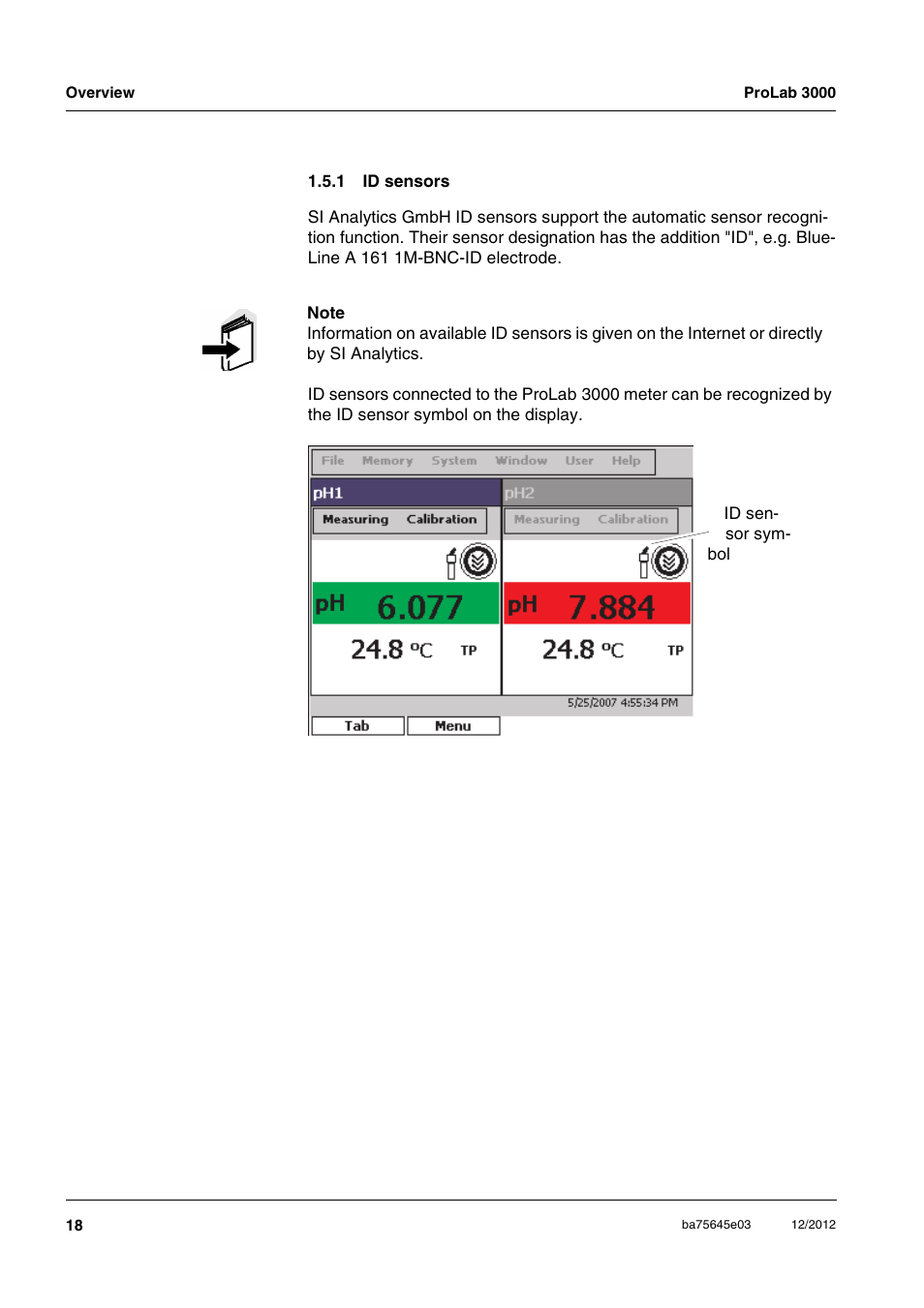 1 id sensors, Id sensors | Xylem ProLab 3000 User Manual | Page 18 / 202