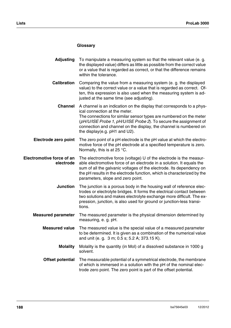 Xylem ProLab 3000 User Manual | Page 188 / 202