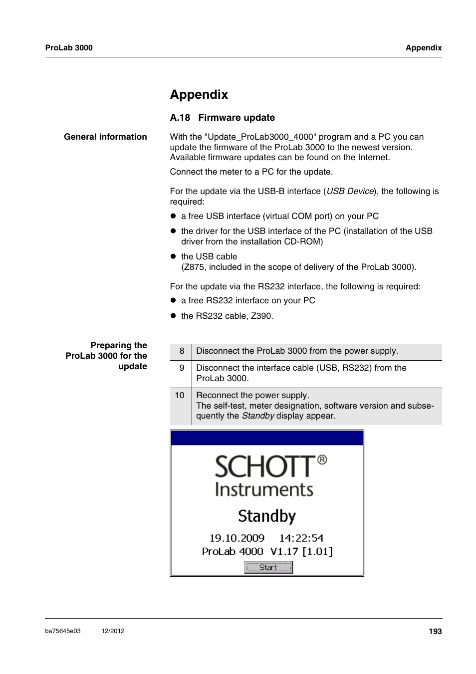 Appendix, A.18 firmware update | Xylem ProLab 3000 User Manual | Page 193 / 202