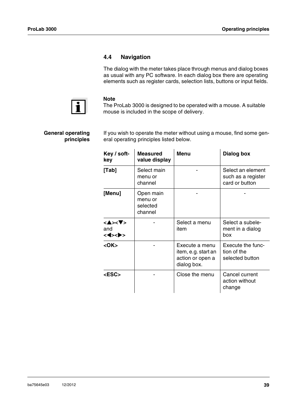 4 navigation, Navigation | Xylem ProLab 3000 User Manual | Page 39 / 202