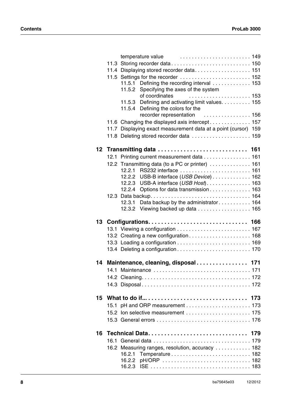 Xylem ProLab 3000 User Manual | Page 8 / 202