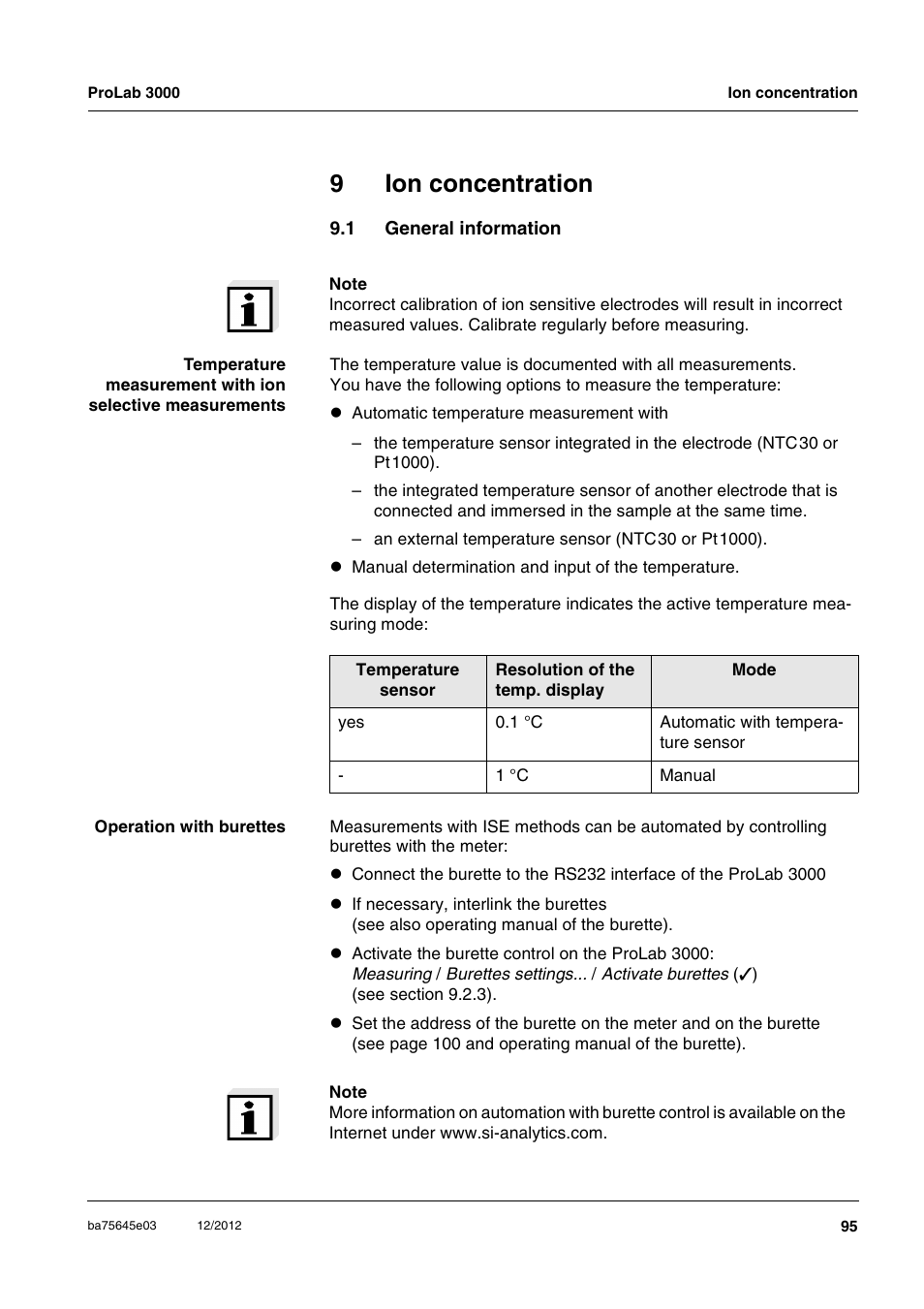 9 ion concentration, 1 general information, Ion concentration | General information, 9ion concentration | Xylem ProLab 3000 User Manual | Page 95 / 202