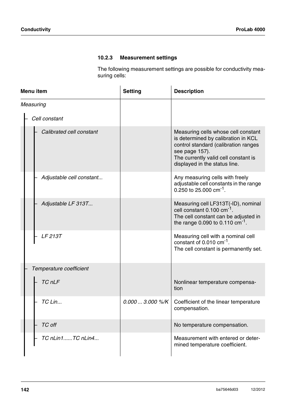 3 measurement settings | Xylem ProLab 4000 User Manual | Page 142 / 228
