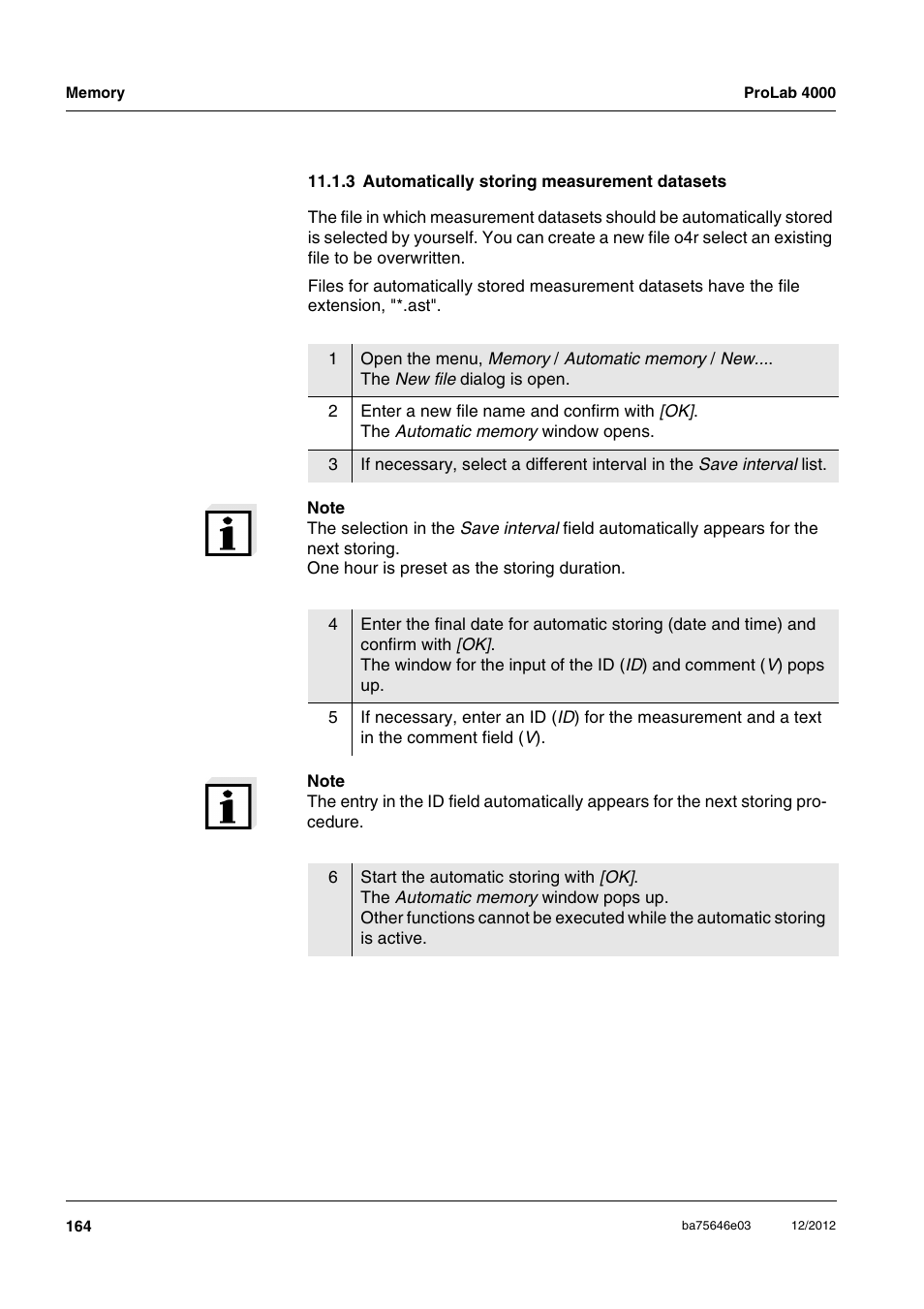 3 automatically storing measurement datasets | Xylem ProLab 4000 User Manual | Page 164 / 228