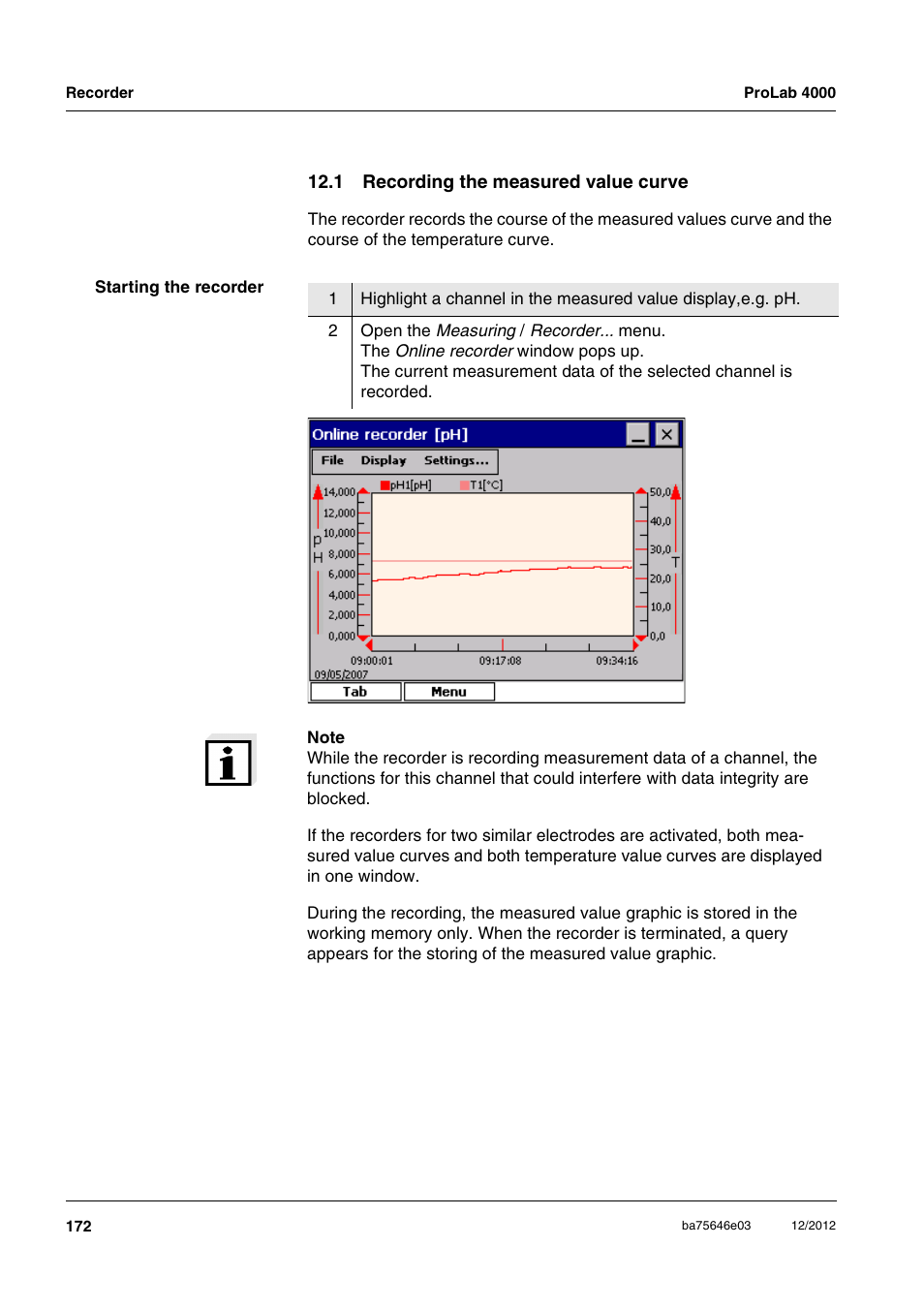 1 recording the measured value curve | Xylem ProLab 4000 User Manual | Page 172 / 228