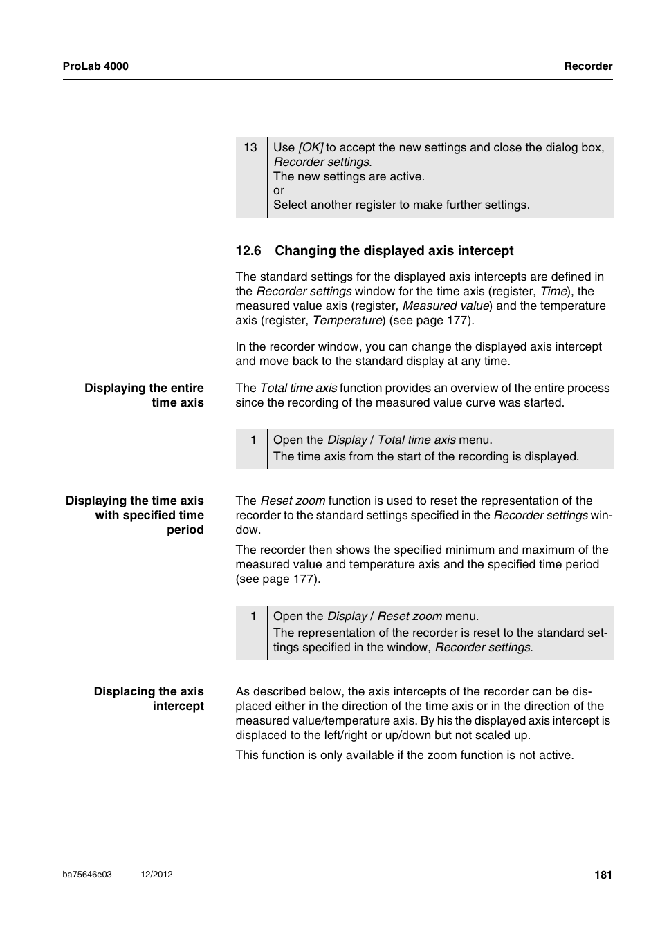 6 changing the displayed axis intercept | Xylem ProLab 4000 User Manual | Page 181 / 228