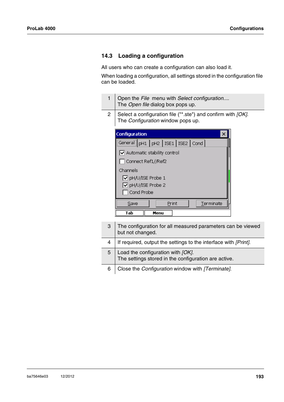 3 loading a configuration | Xylem ProLab 4000 User Manual | Page 193 / 228