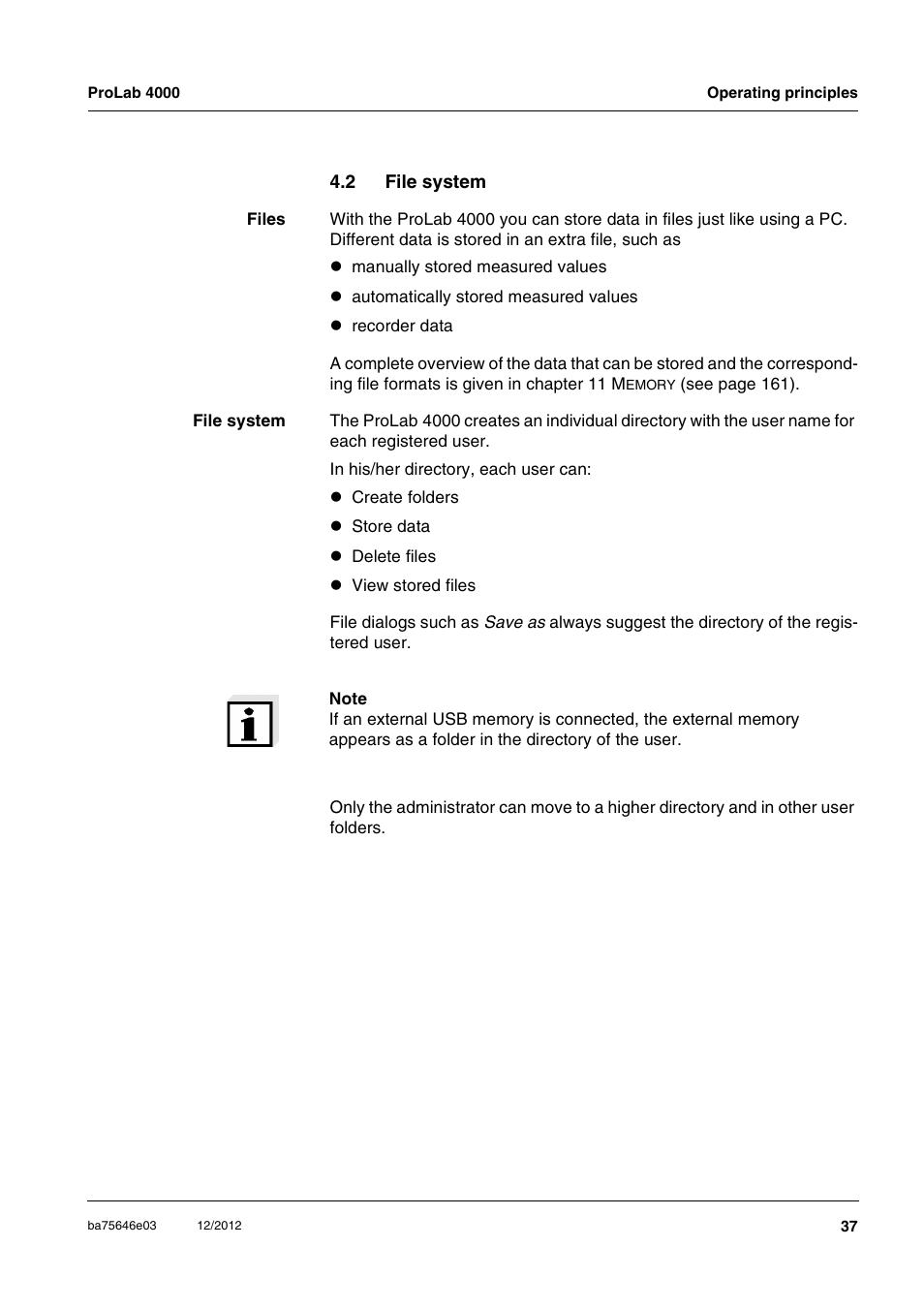 2 file system, File system | Xylem ProLab 4000 User Manual | Page 37 / 228
