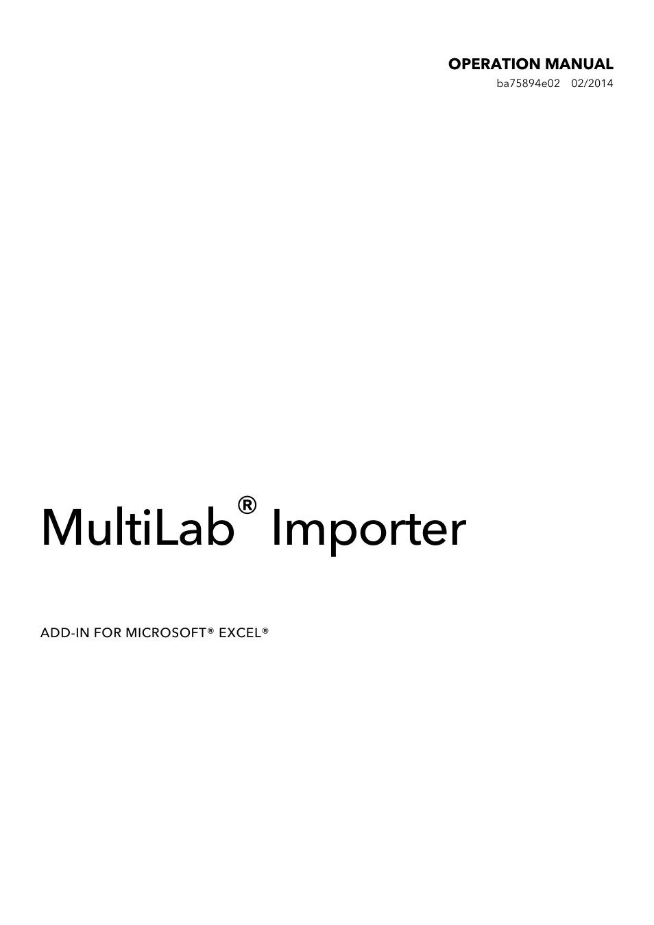 Xylem HL MKII MultiLab Importer User Manual | 6 pages