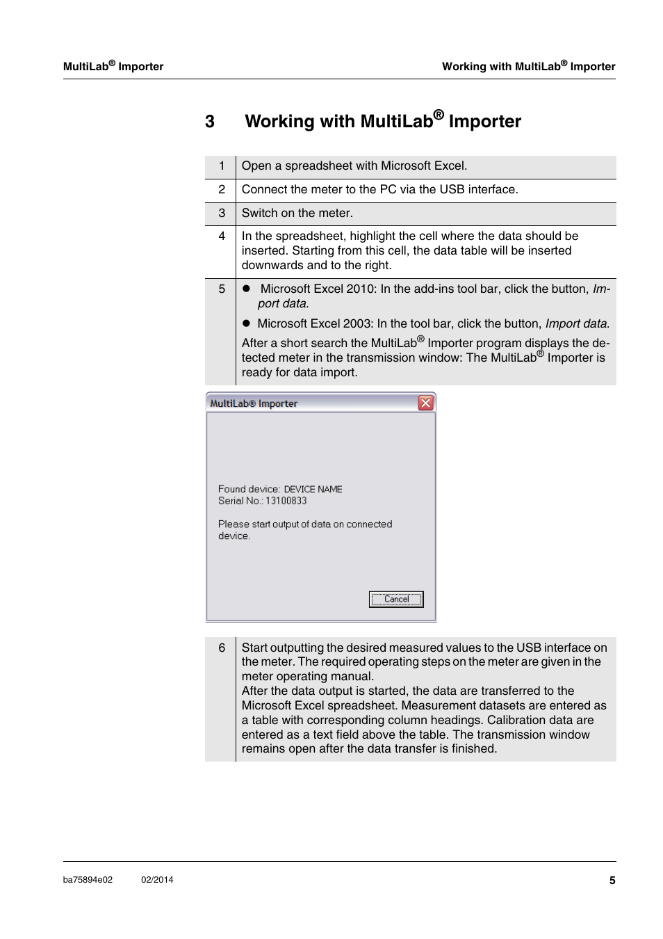 3 working with multilab® importer, 3working with multilab, Importer | Xylem HL MKII MultiLab Importer User Manual | Page 5 / 6