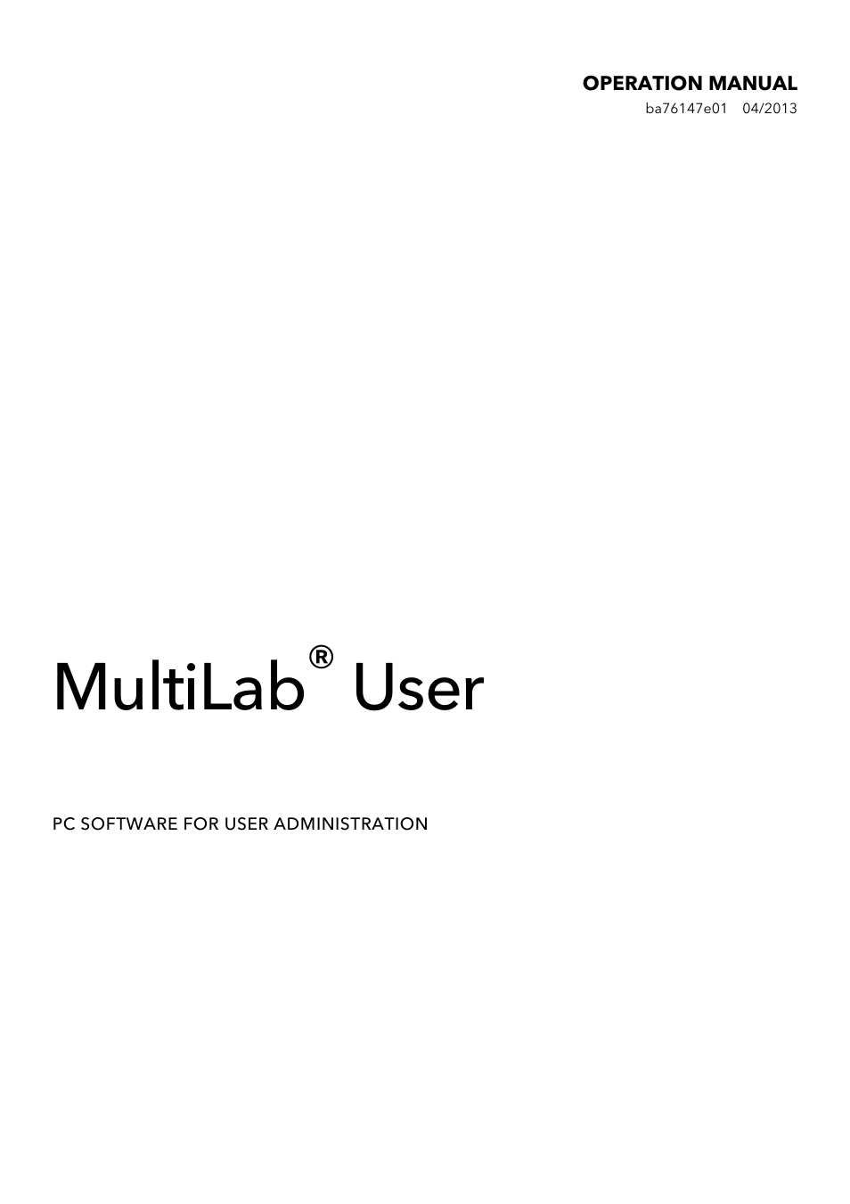 Xylem HL MKII MultiLab User User Manual | 8 pages