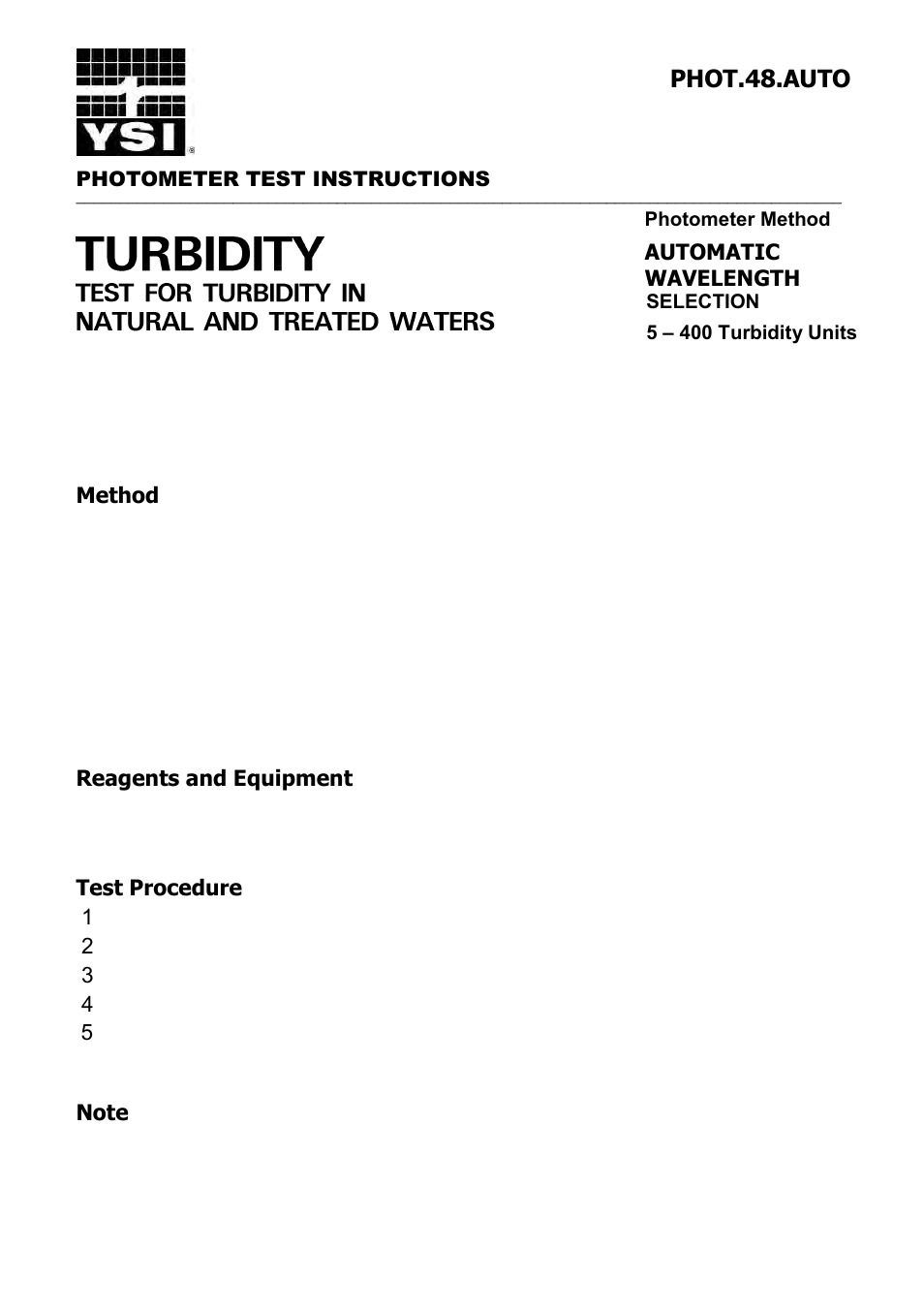 YSI 9300 Photometer User Manual | Page 122 / 143