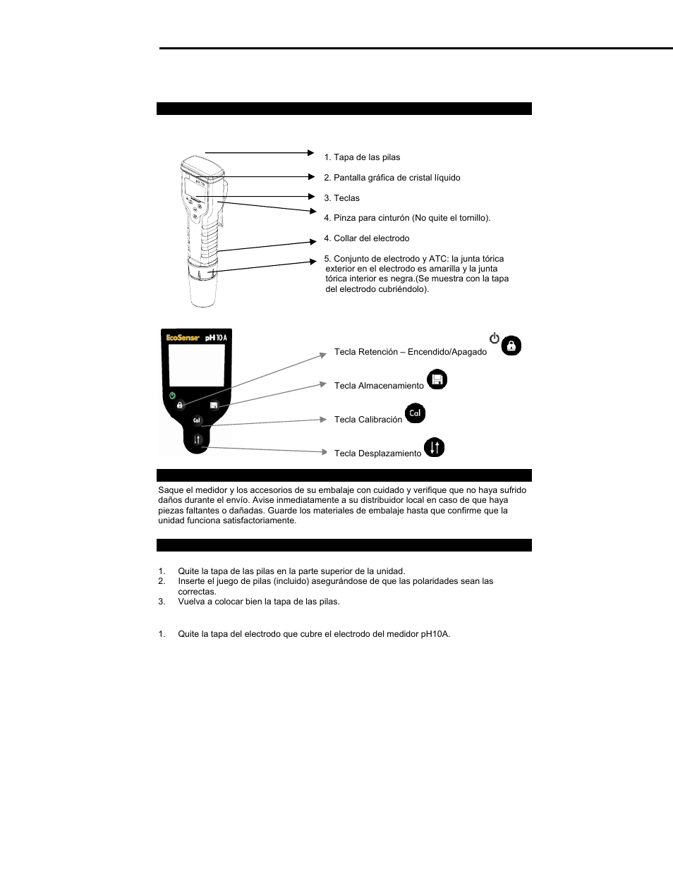 Manual de funcionamiento, Medidor de ph/temperatura ecosense, Ph10a | YSI pH10A User Manual | Page 5 / 13