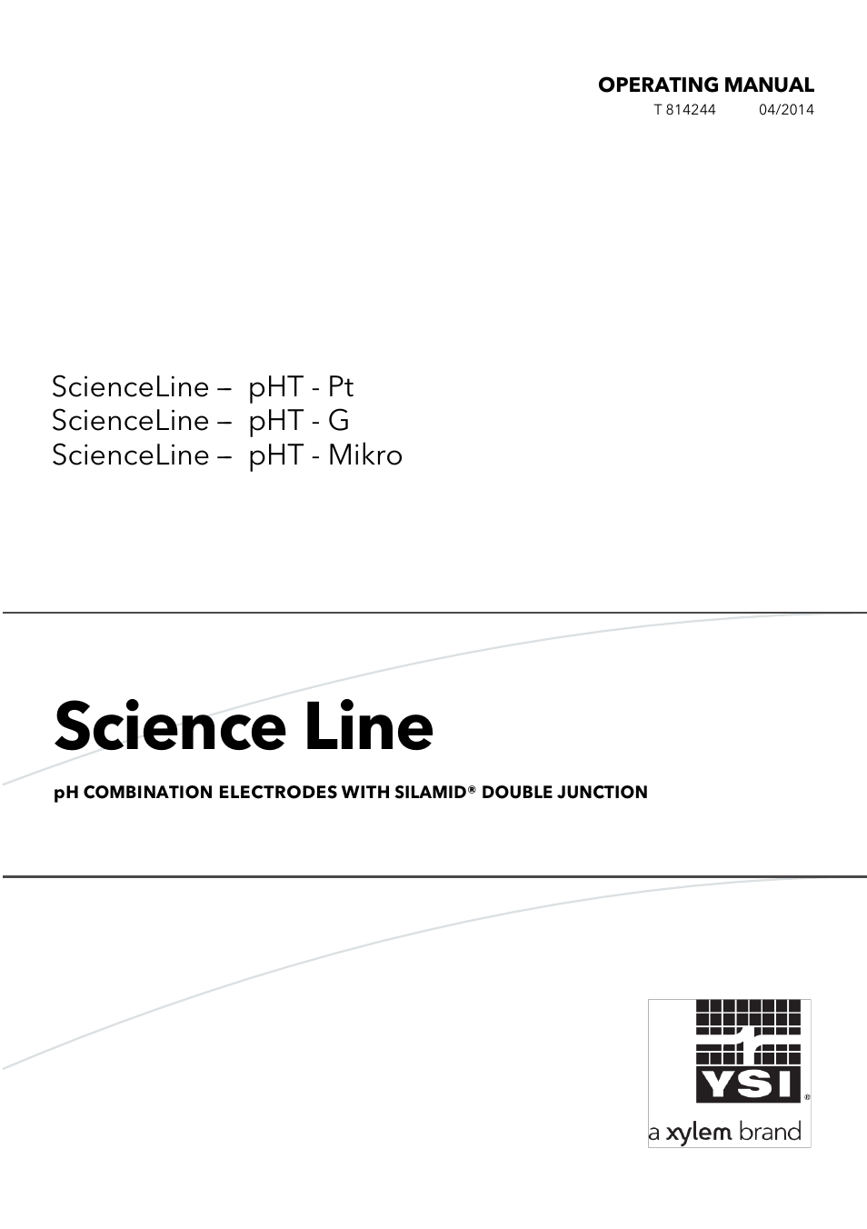 Science line, Operating manual | YSI ScienceLine -- pHT - G User Manual | Page 3 / 28
