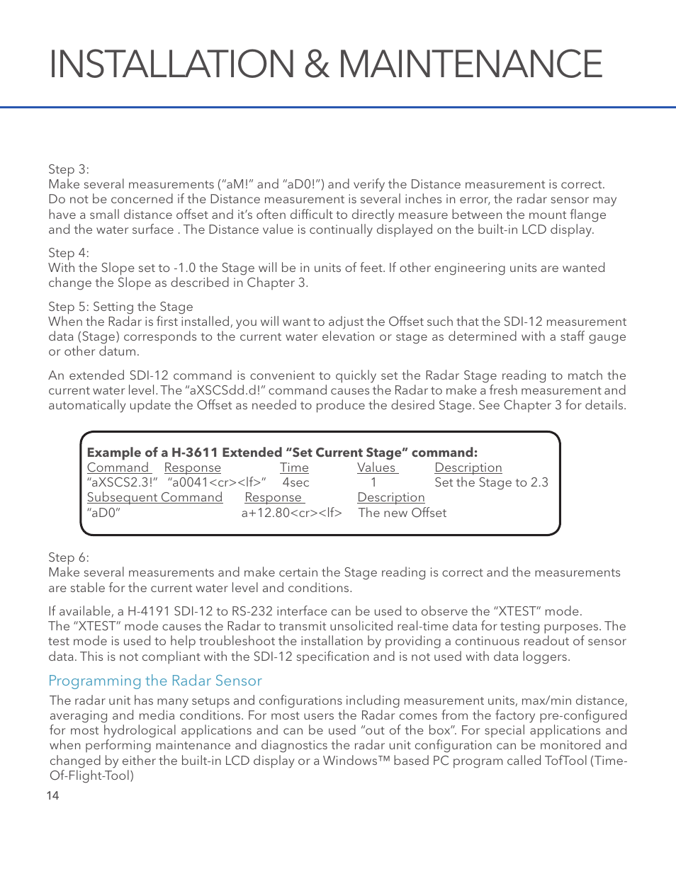 Installation & maintenance | Xylem SDI-12 RADAR User Manual | Page 16 / 40