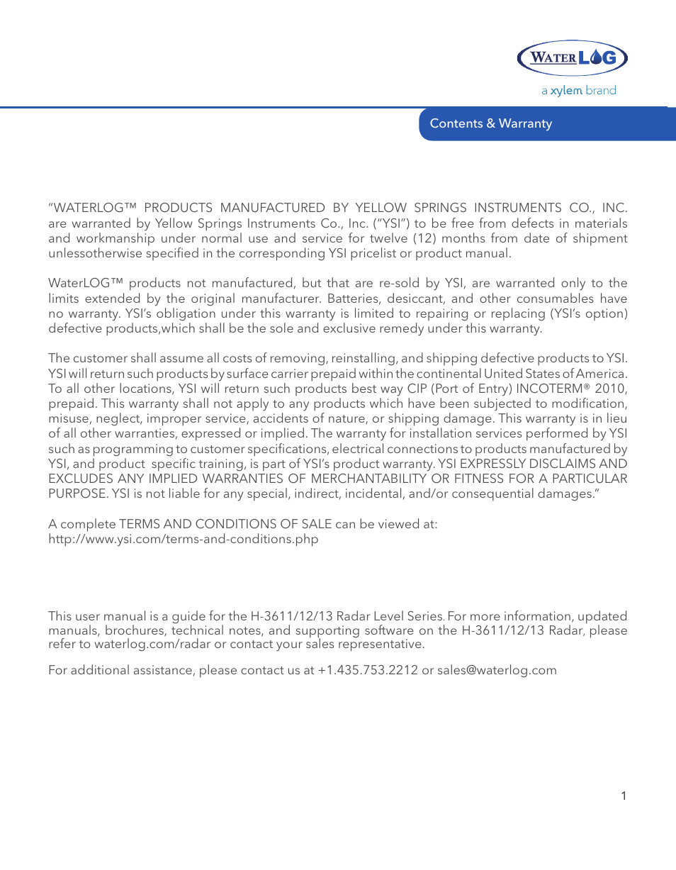 Xylem SDI-12 RADAR User Manual | Page 3 / 40