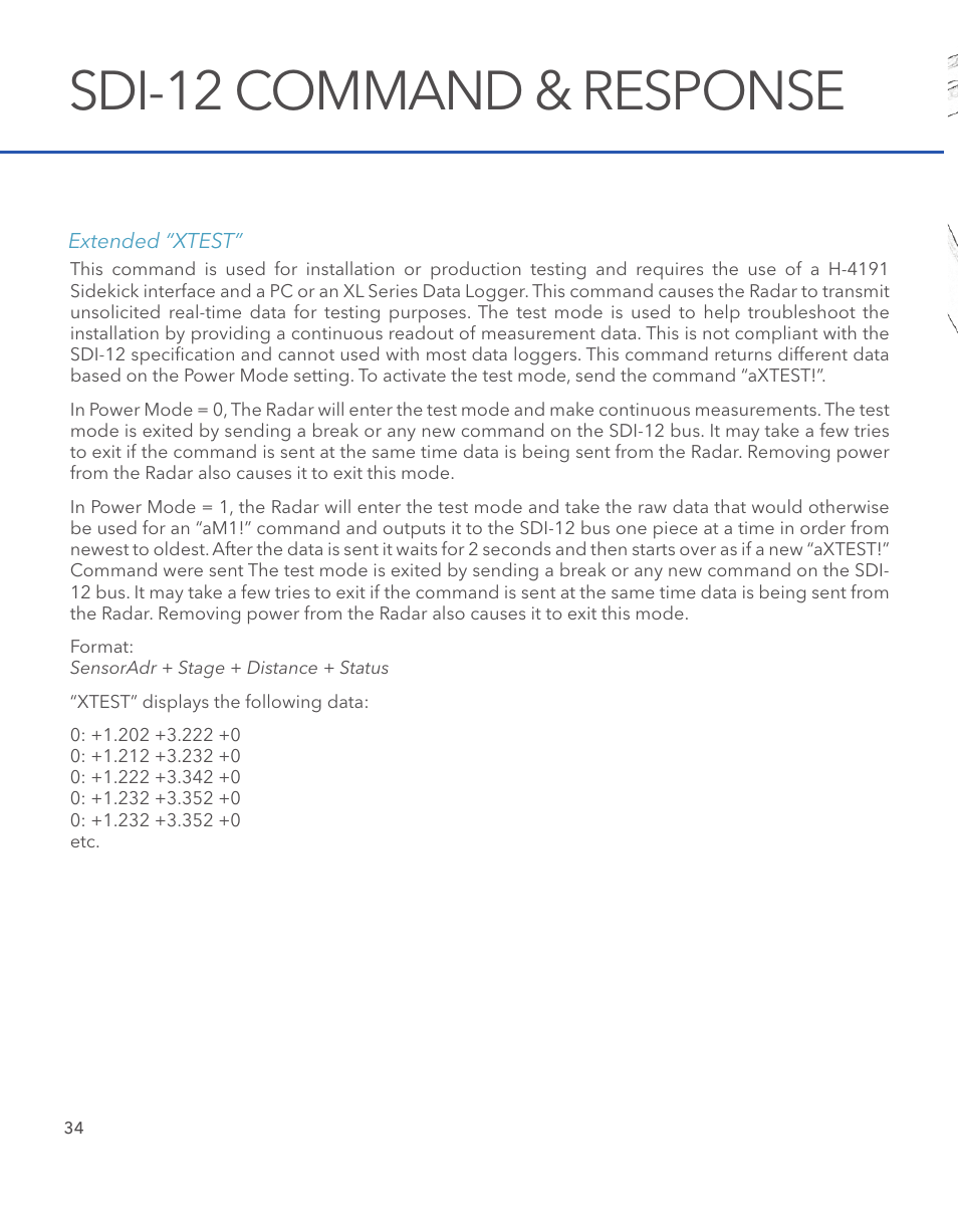 Sdi-12 command & response | Xylem SDI-12 RADAR User Manual | Page 36 / 40