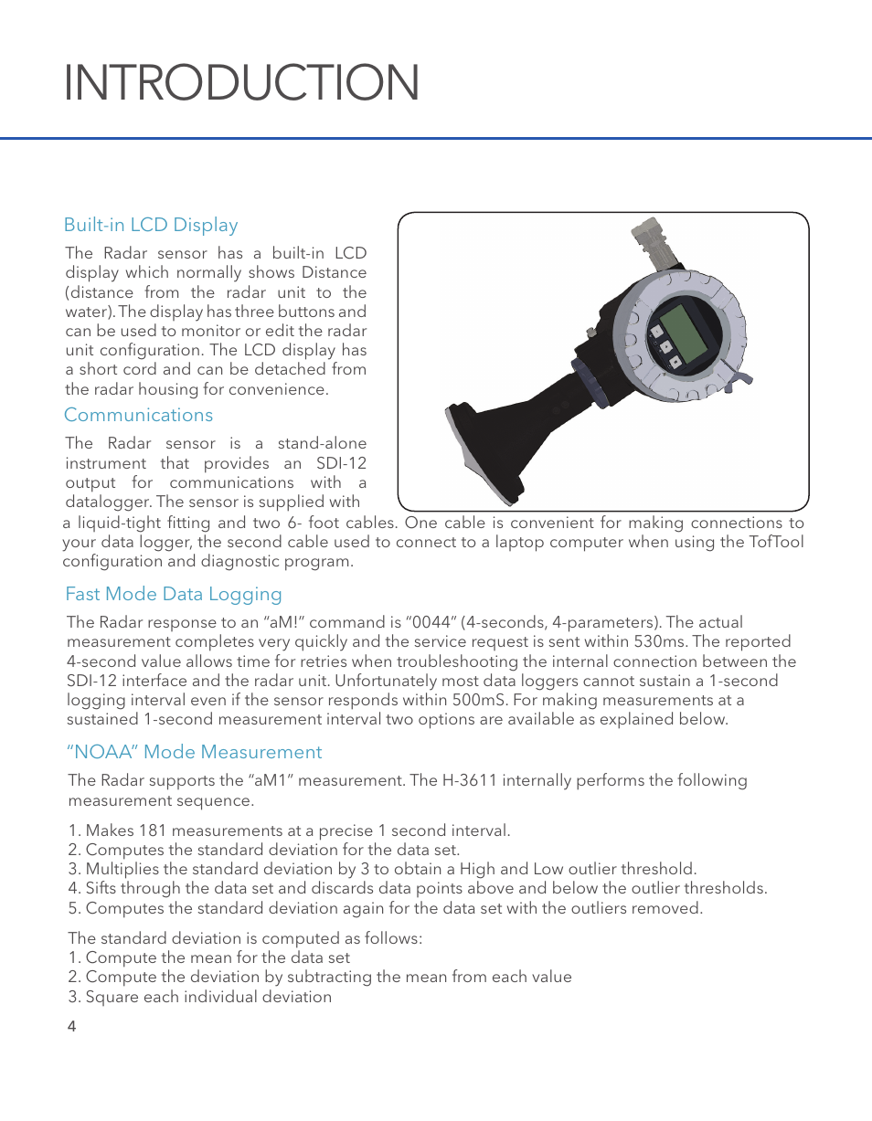 Introduction | Xylem SDI-12 RADAR User Manual | Page 6 / 40