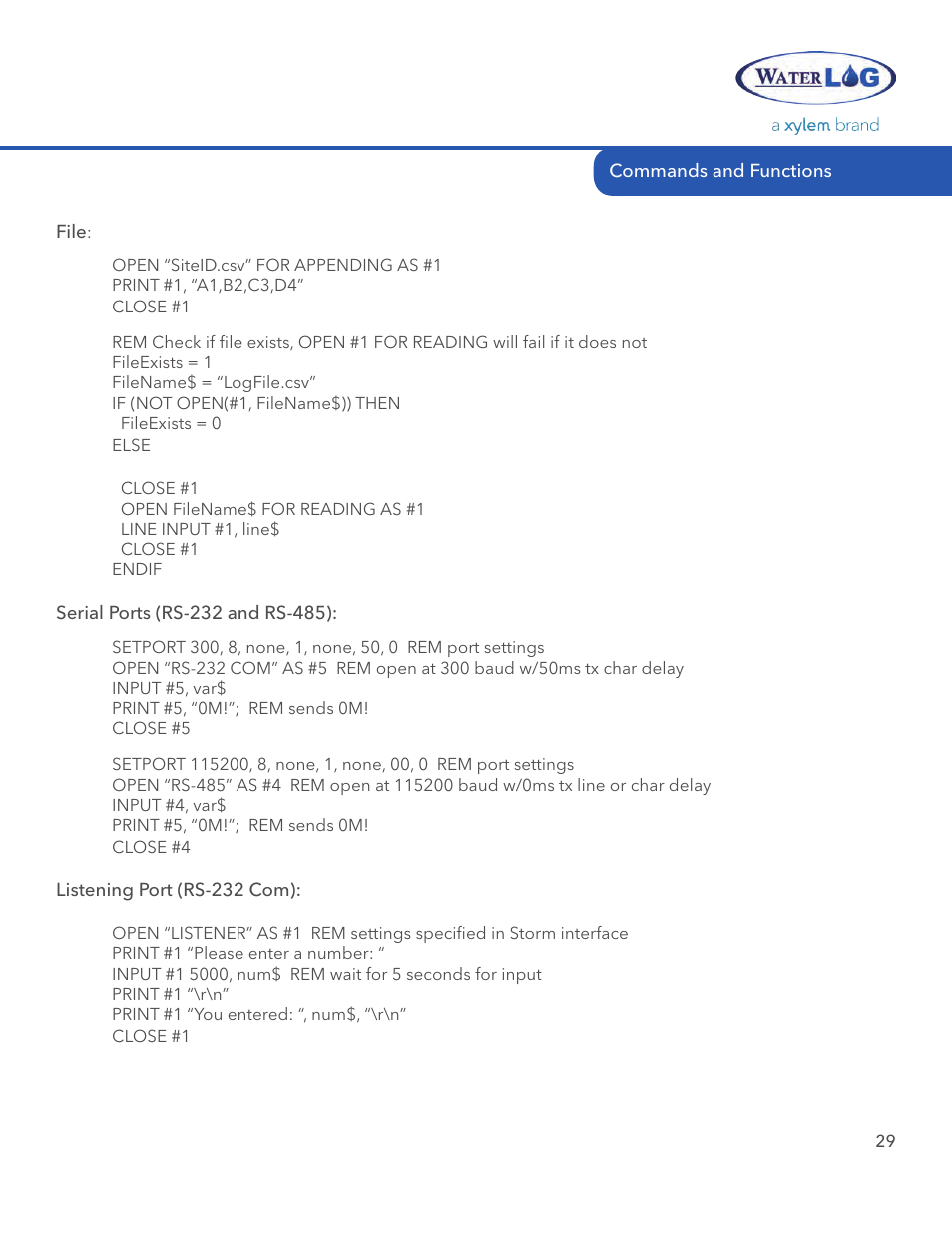 Xylem STORM 3 Basic Programming manual User Manual | Page 31 / 48