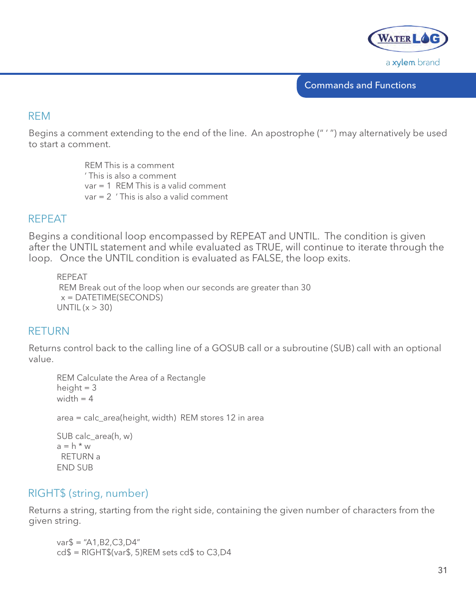 Xylem STORM 3 Basic Programming manual User Manual | Page 33 / 48