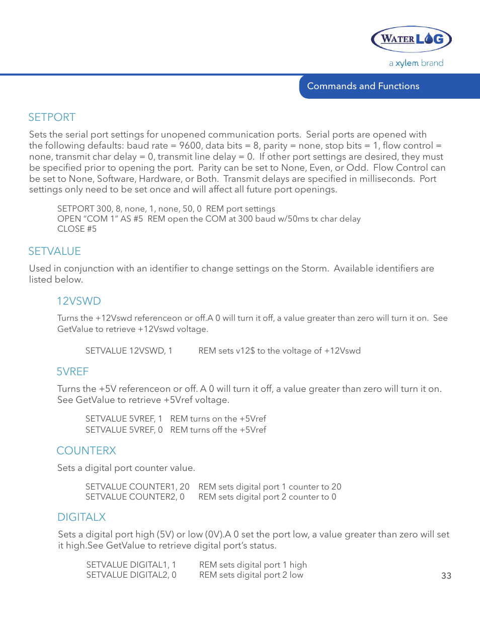 Xylem STORM 3 Basic Programming manual User Manual | Page 35 / 48