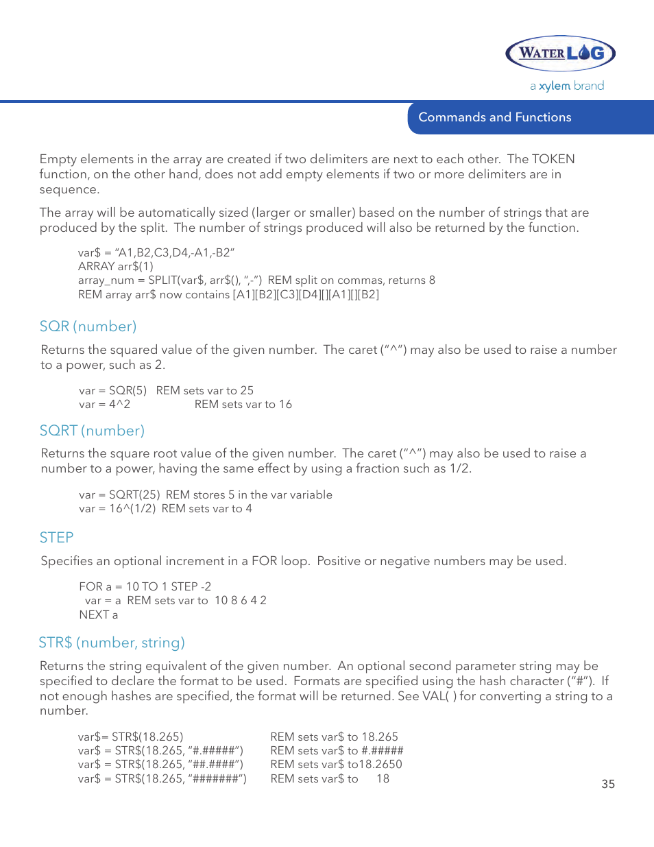 Xylem STORM 3 Basic Programming manual User Manual | Page 37 / 48