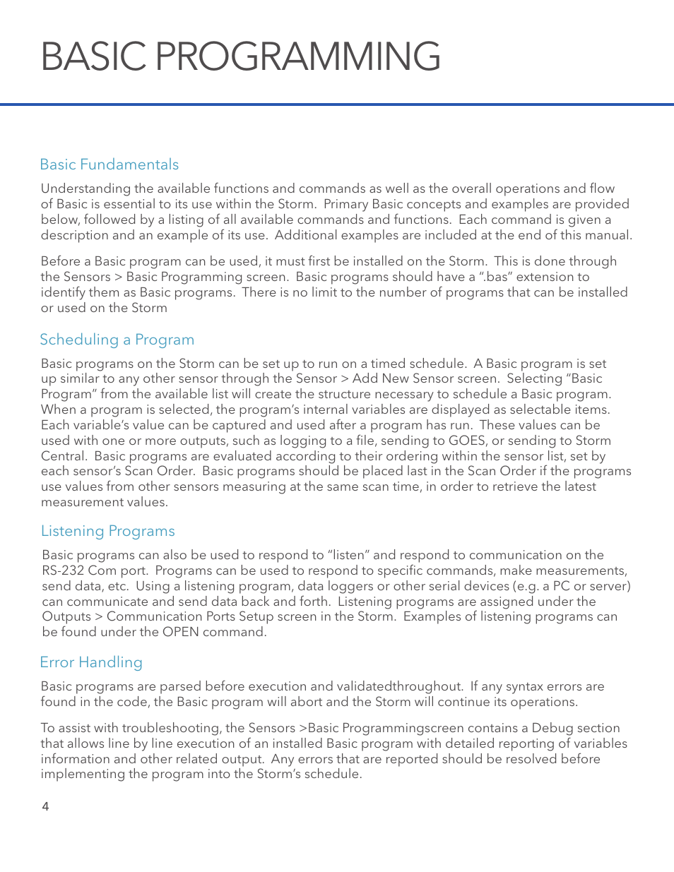 Basic programming | Xylem STORM 3 Basic Programming manual User Manual | Page 6 / 48
