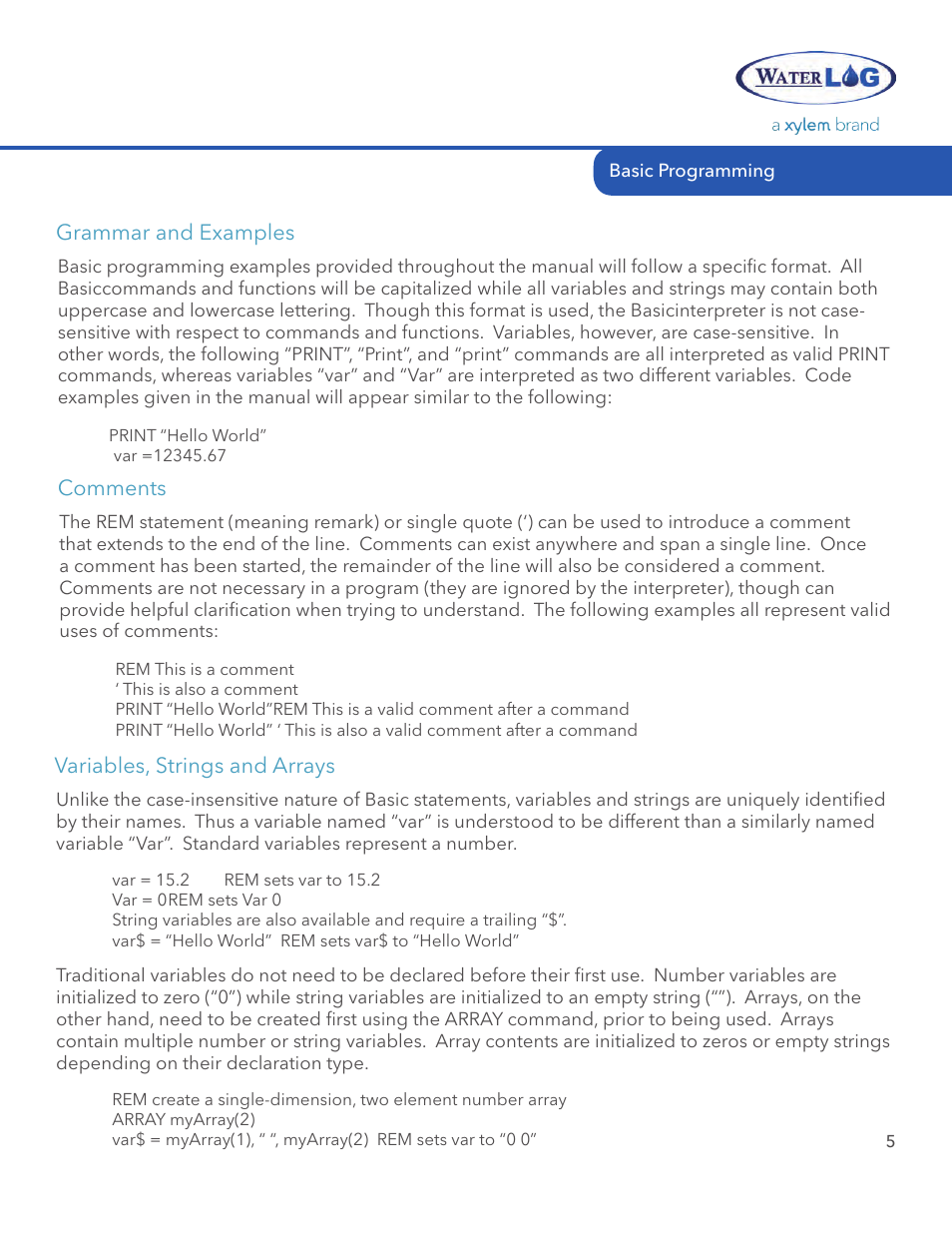 Xylem STORM 3 Basic Programming manual User Manual | Page 7 / 48