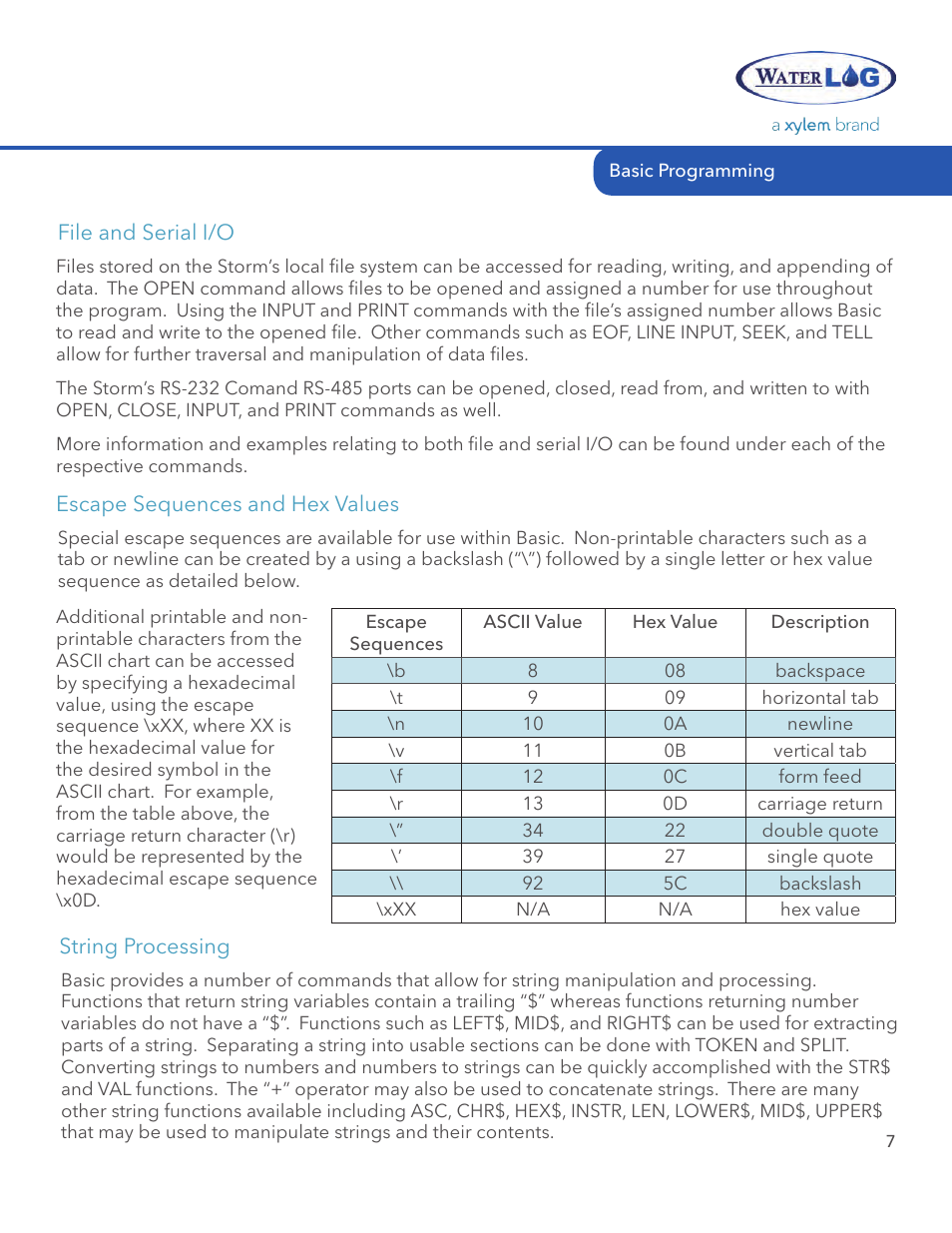 Xylem STORM 3 Basic Programming manual User Manual | Page 9 / 48