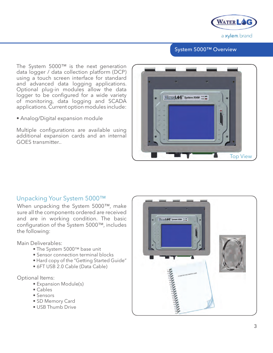 Unpacking your system 5000 | Xylem System 5000 Getting Started Guide User Manual | Page 5 / 24