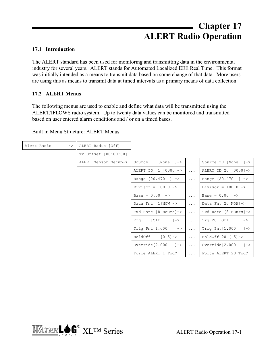 Chapter 17 alert radio operation, Xl™ series | Xylem XL Series H-522 - Plus User Manual | Page 199 / 272