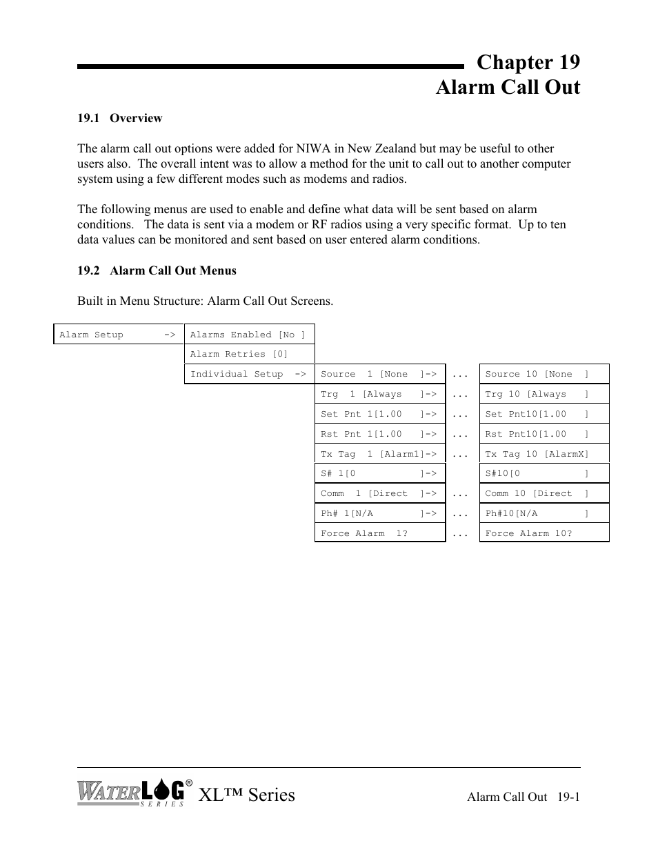 Chapter 19 alarm call out, Xl™ series | Xylem XL Series H-522 - Plus User Manual | Page 211 / 272