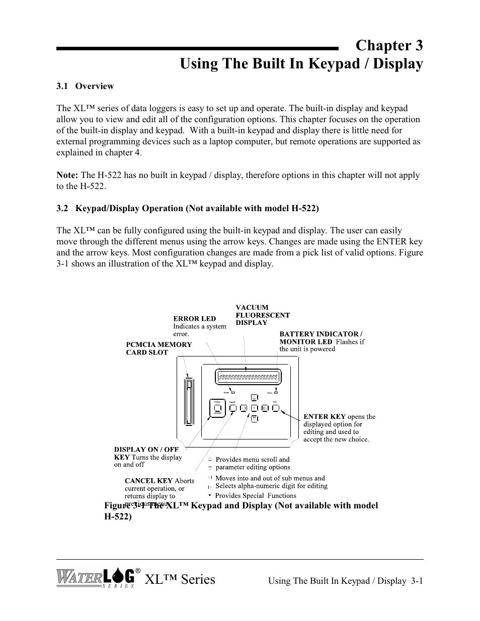 Chapter 3 using the built in keypad / display, Xl™ series | Xylem XL Series H-522 - Plus User Manual | Page 31 / 272
