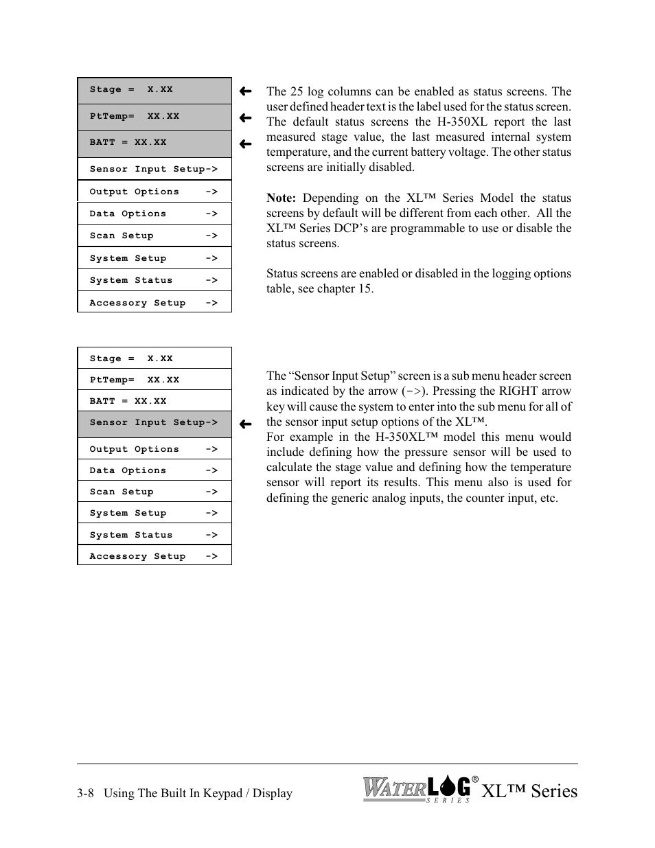 Xl™ series | Xylem XL Series H-522 - Plus User Manual | Page 38 / 272