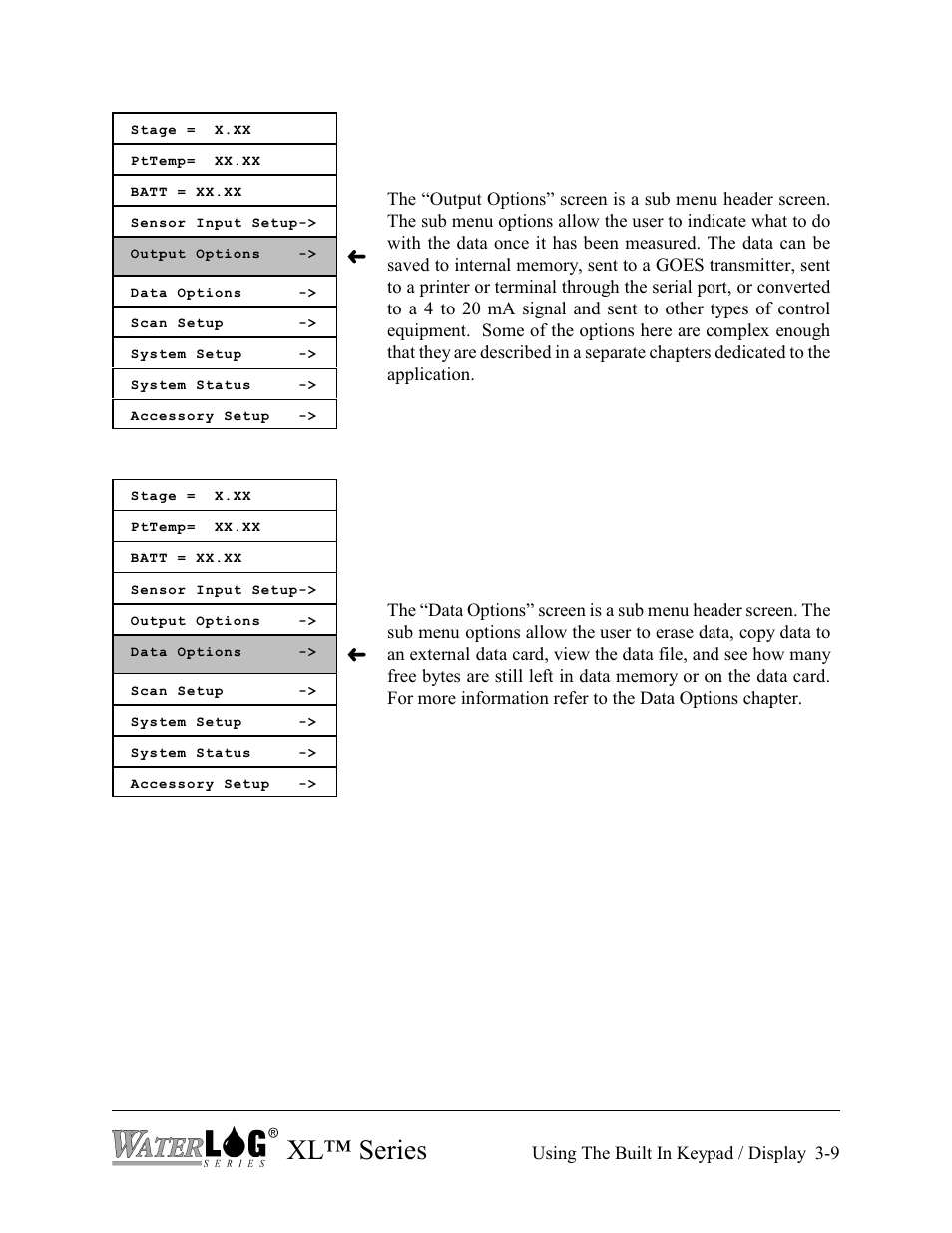 Xl™ series | Xylem XL Series H-522 - Plus User Manual | Page 39 / 272