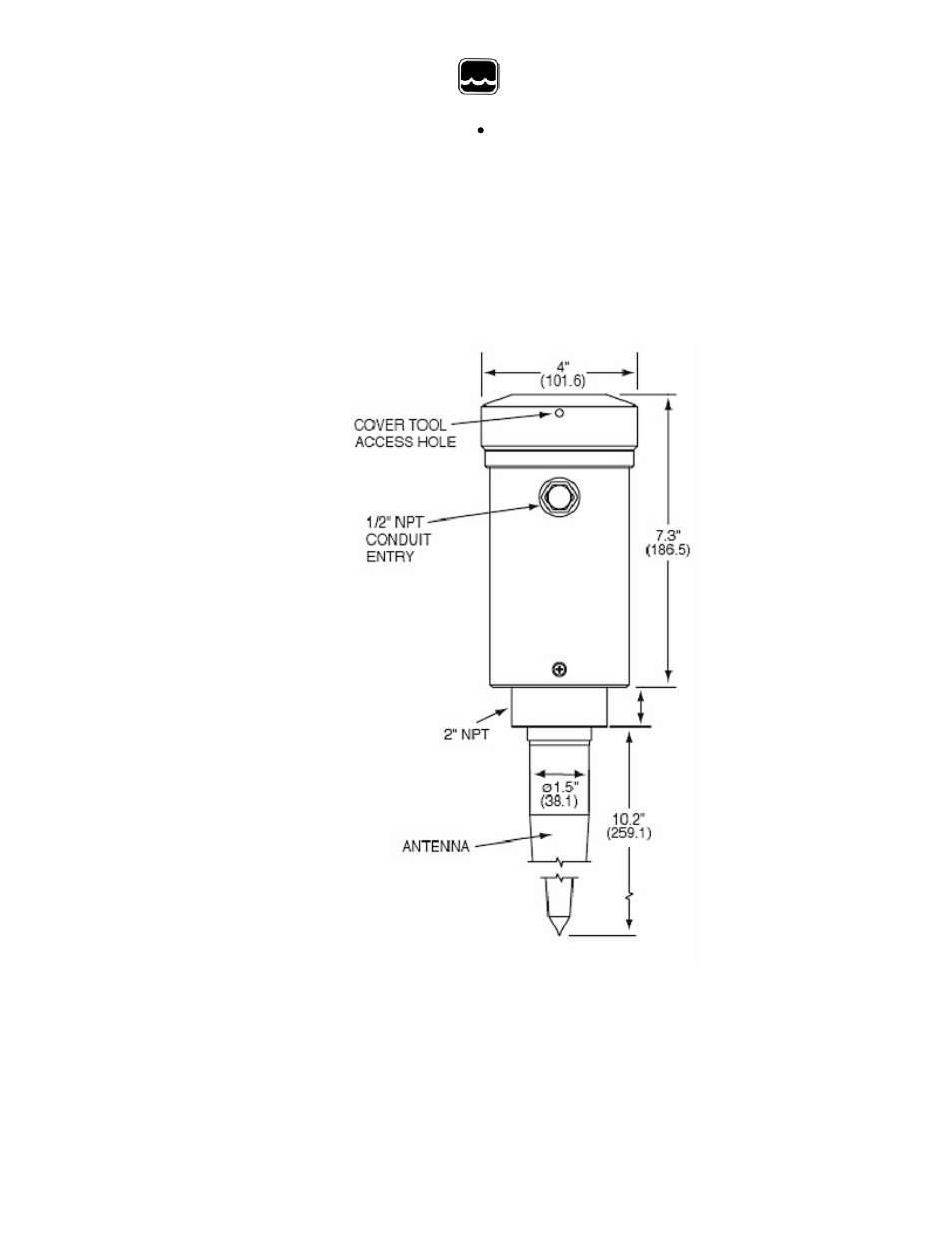 Weight: 3.6lbs (1.63kg), Dimensions: 4” (10cm) diameter x 18” (45.7cm) long | Xylem WL900 RADAR LEVEL TRANSMITTERS User Manual | Page 6 / 20