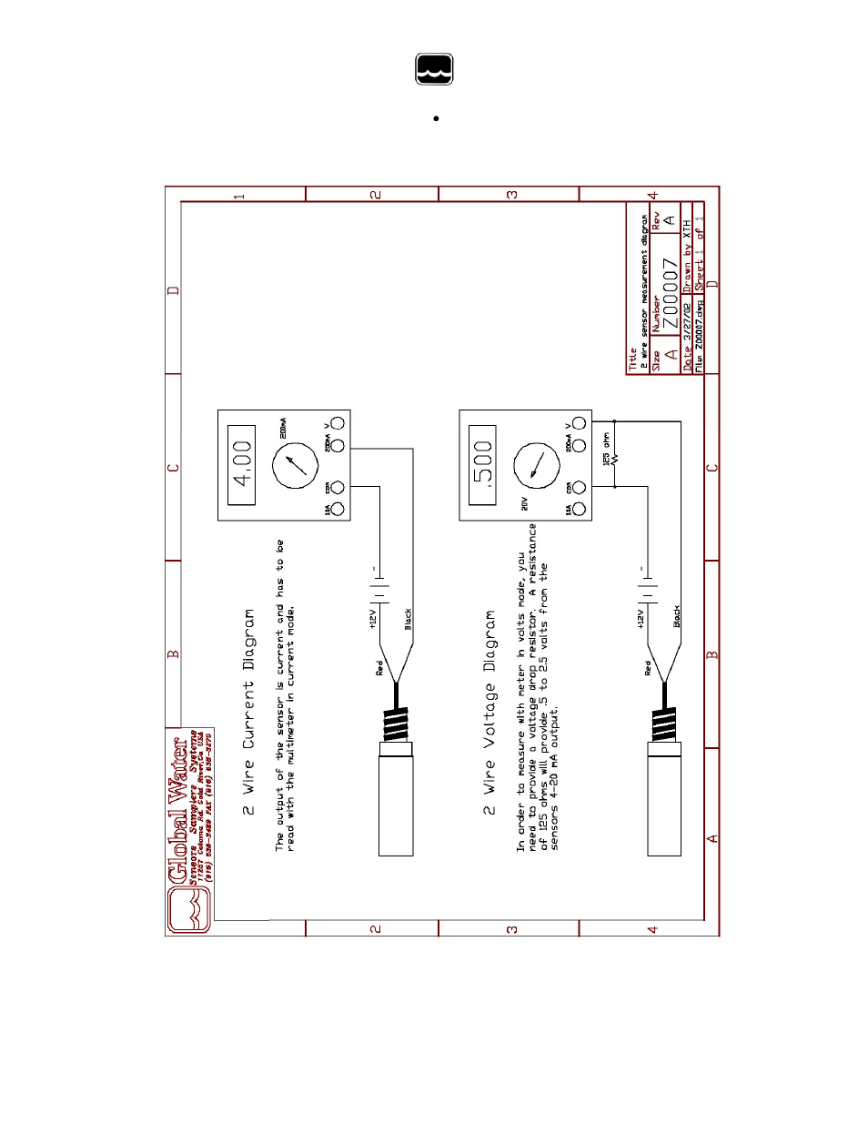 Global water, Xii. appendix b: 2 wire sensor measurement diagram | Xylem WL400 WATER LEVEL SENSOR User Manual | Page 13 / 13