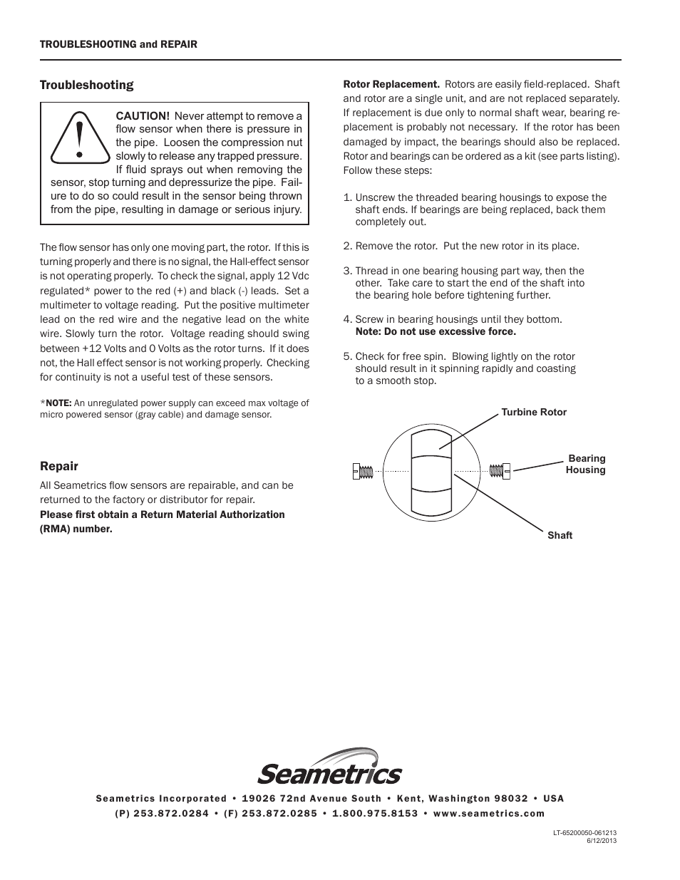 Xylem TX100/200-SERIES ADJUSTABLE TURBINE FLOW METERS User Manual | Page 12 / 12