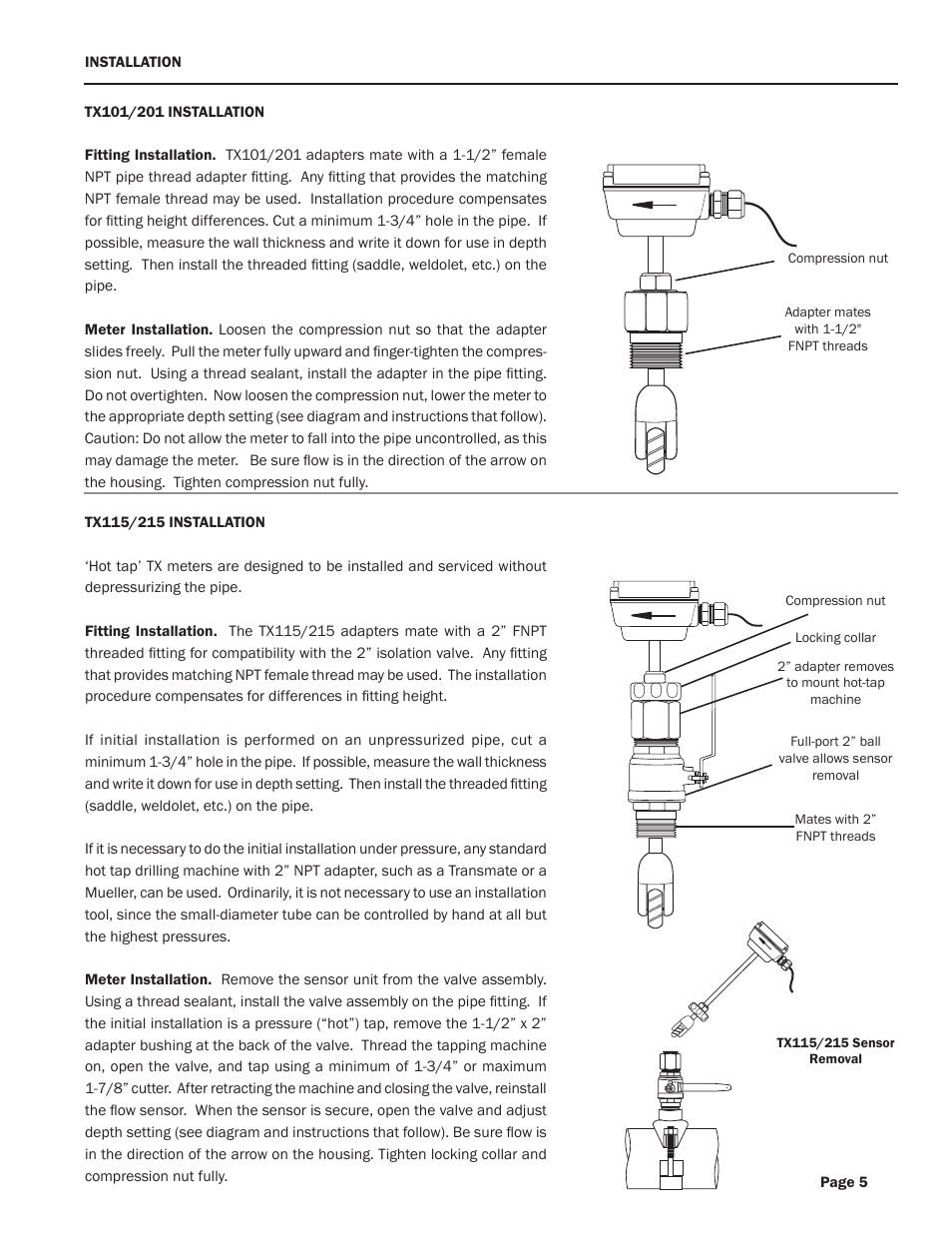 Xylem TX100/200-SERIES ADJUSTABLE TURBINE FLOW METERS User Manual | Page 7 / 12