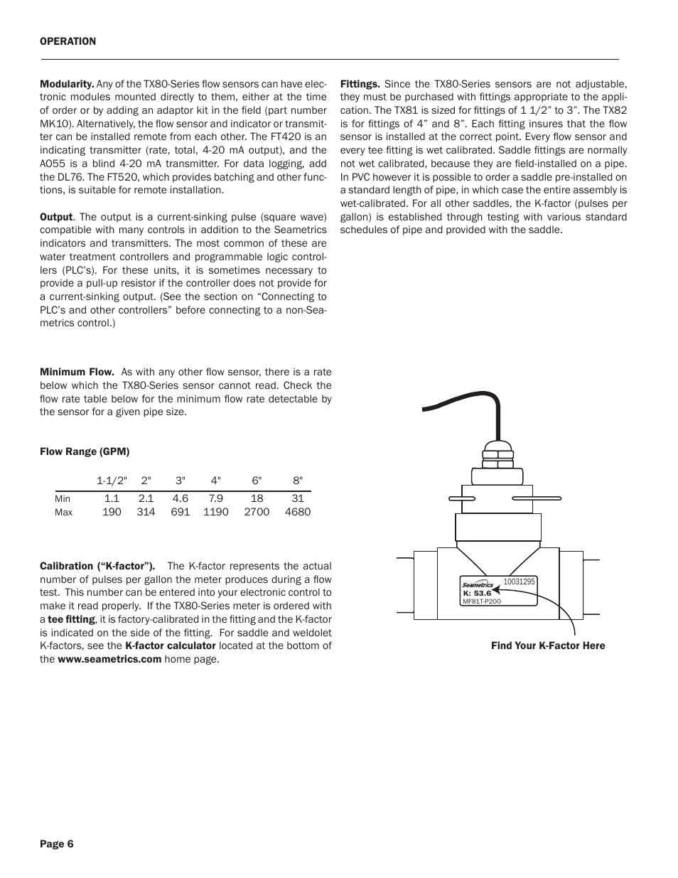 Xylem TX80-Series TURBINE INSERTION FLOW METERS User Manual | Page 8 / 12
