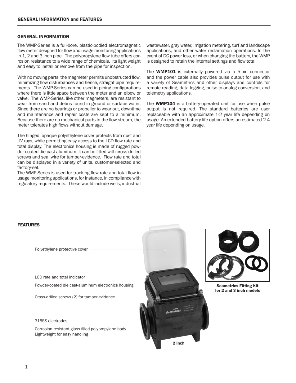 Xylem WMP101-Series ELECTROMAGNETIC FLOWMETERS User Manual | Page 2 / 8