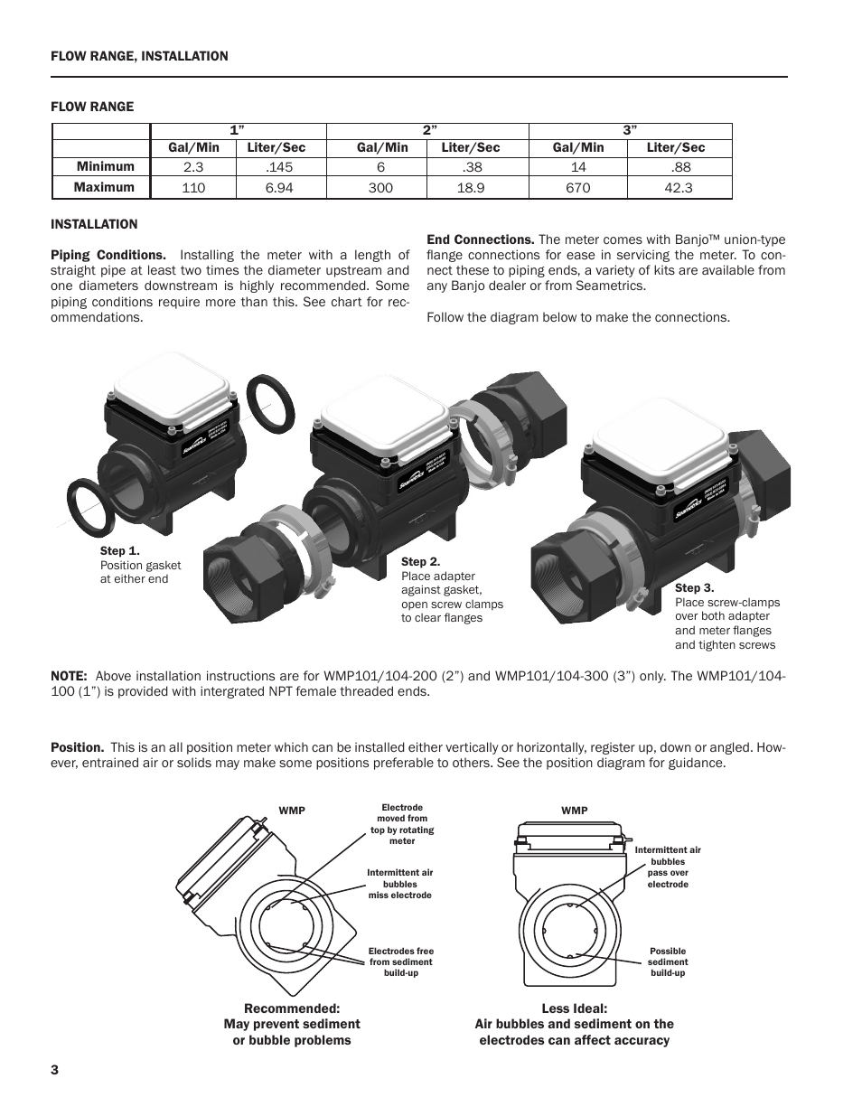 Xylem WMP101-Series ELECTROMAGNETIC FLOWMETERS User Manual | Page 4 / 8