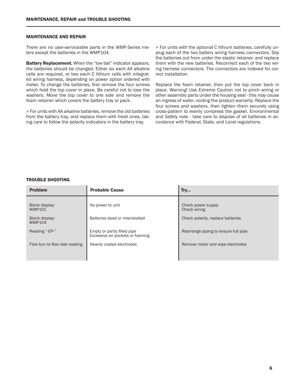 Xylem WMP101-Series ELECTROMAGNETIC FLOWMETERS User Manual | Page 7 / 8