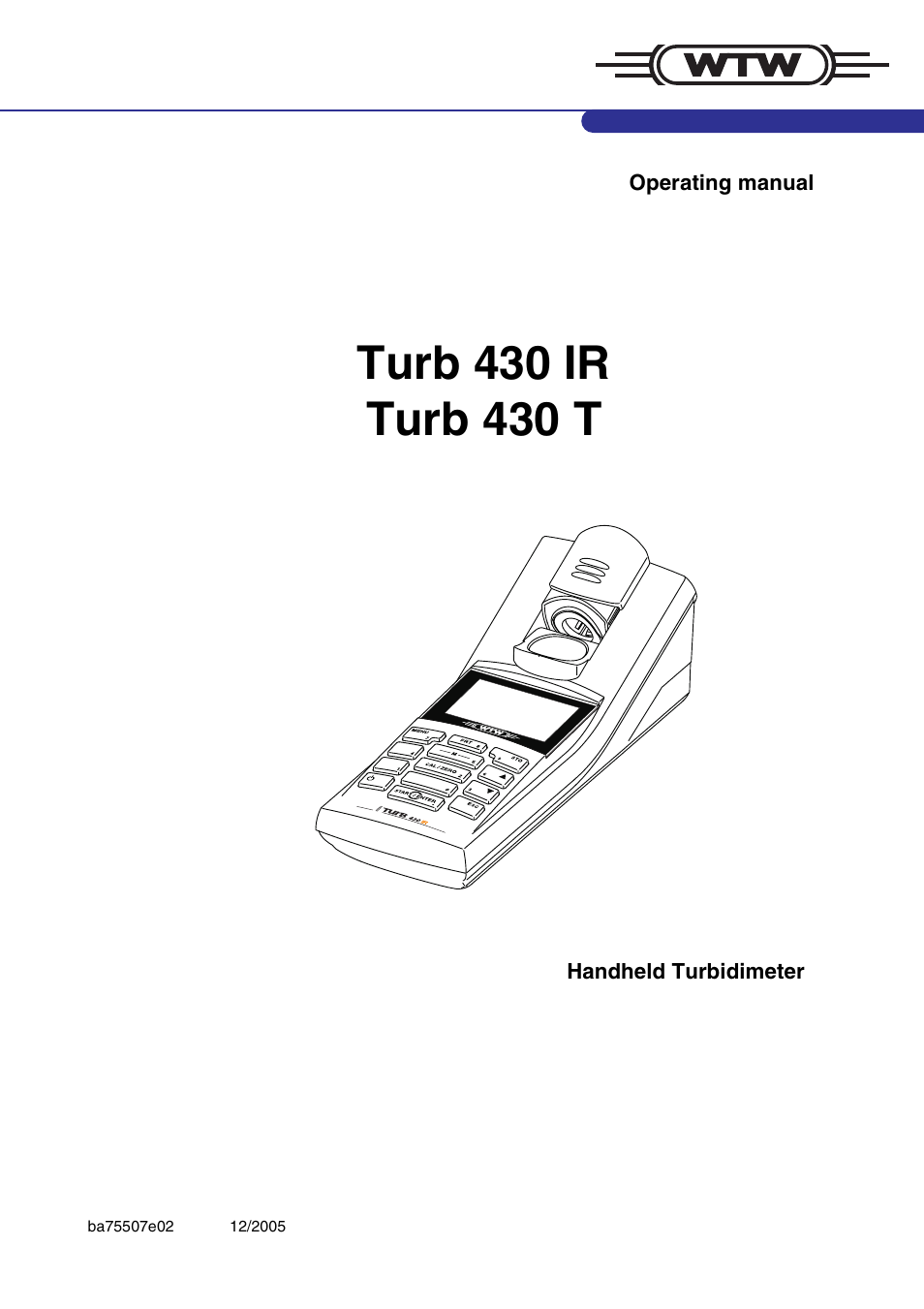 Xylem TURB 430 PORTABLE TURBIDITY METER User Manual | 71 pages