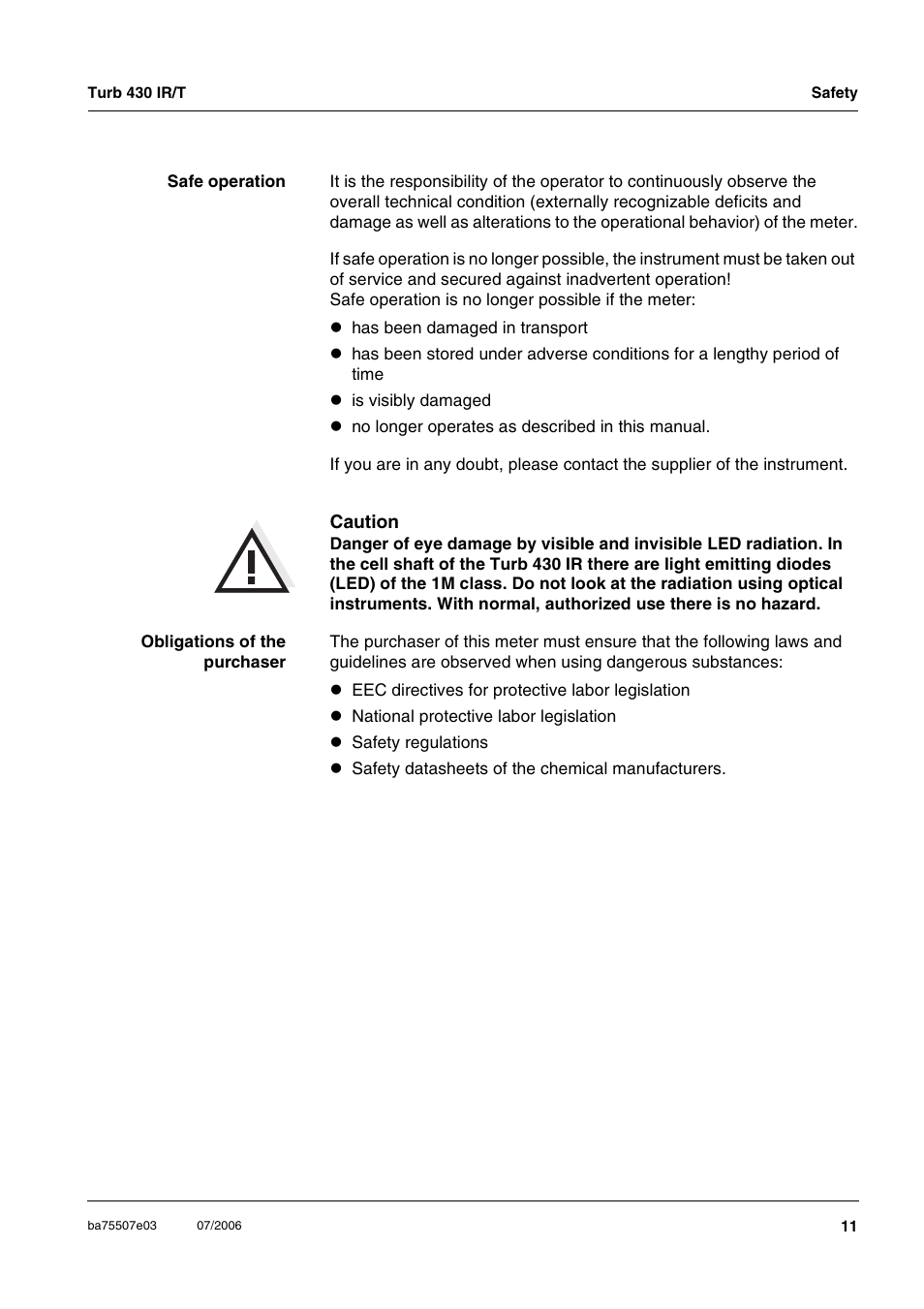 Xylem TURB 430 PORTABLE TURBIDITY METER User Manual | Page 11 / 71