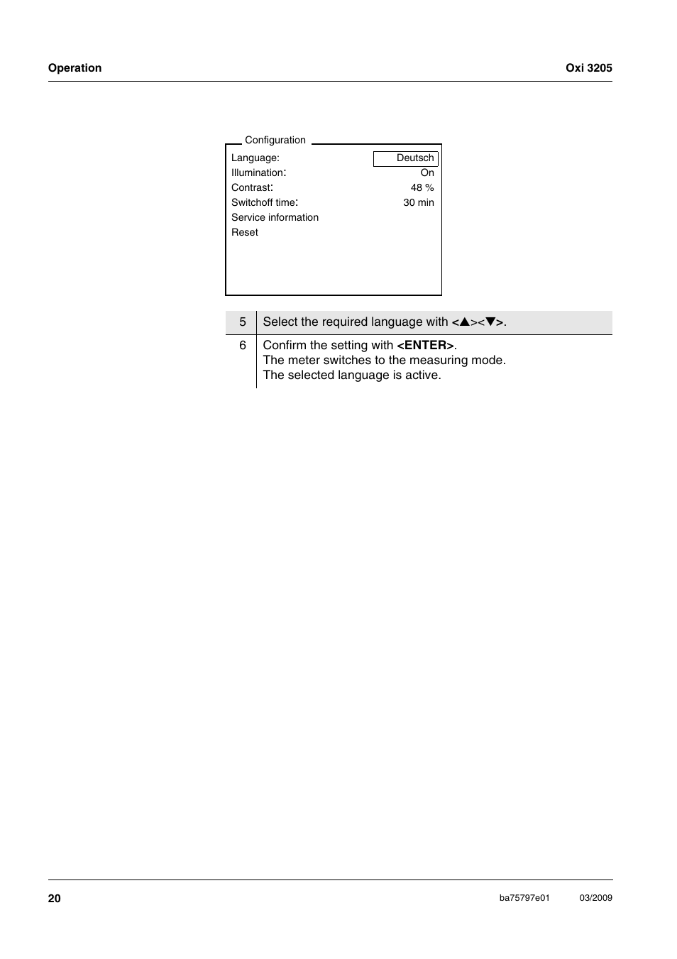 Xylem Oxi 3205 Dissolved oxygen (D.O.) meter User Manual | Page 20 / 44