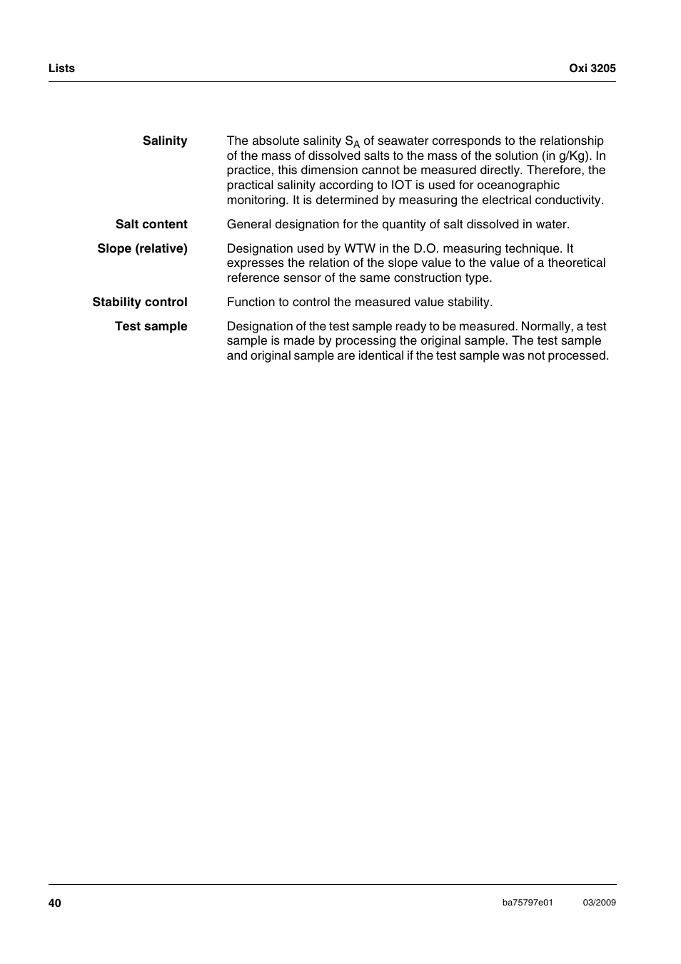 Xylem Oxi 3205 Dissolved oxygen (D.O.) meter User Manual | Page 40 / 44